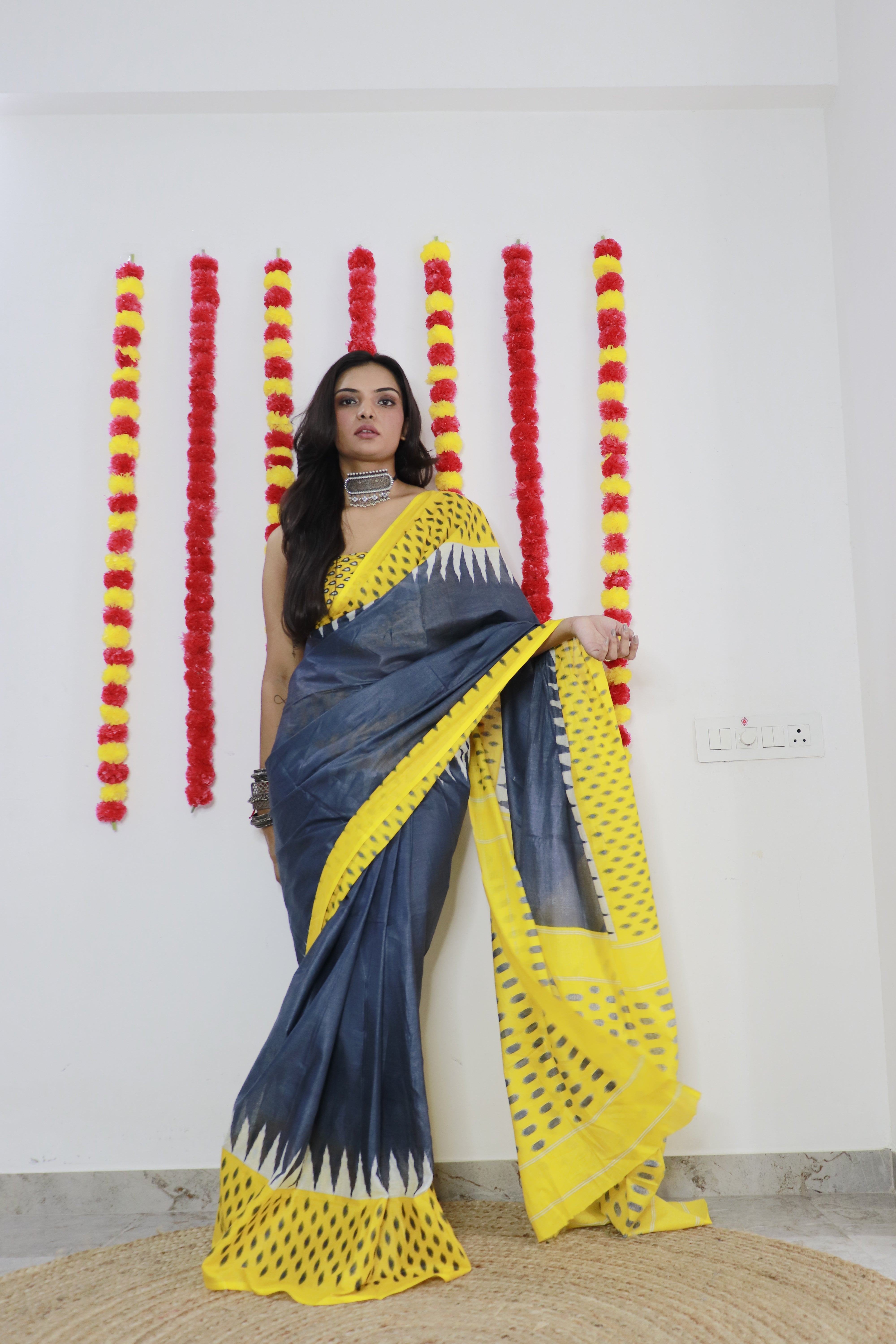 Printed Soft Pure Cotton Saree With Unstitched Blouse.