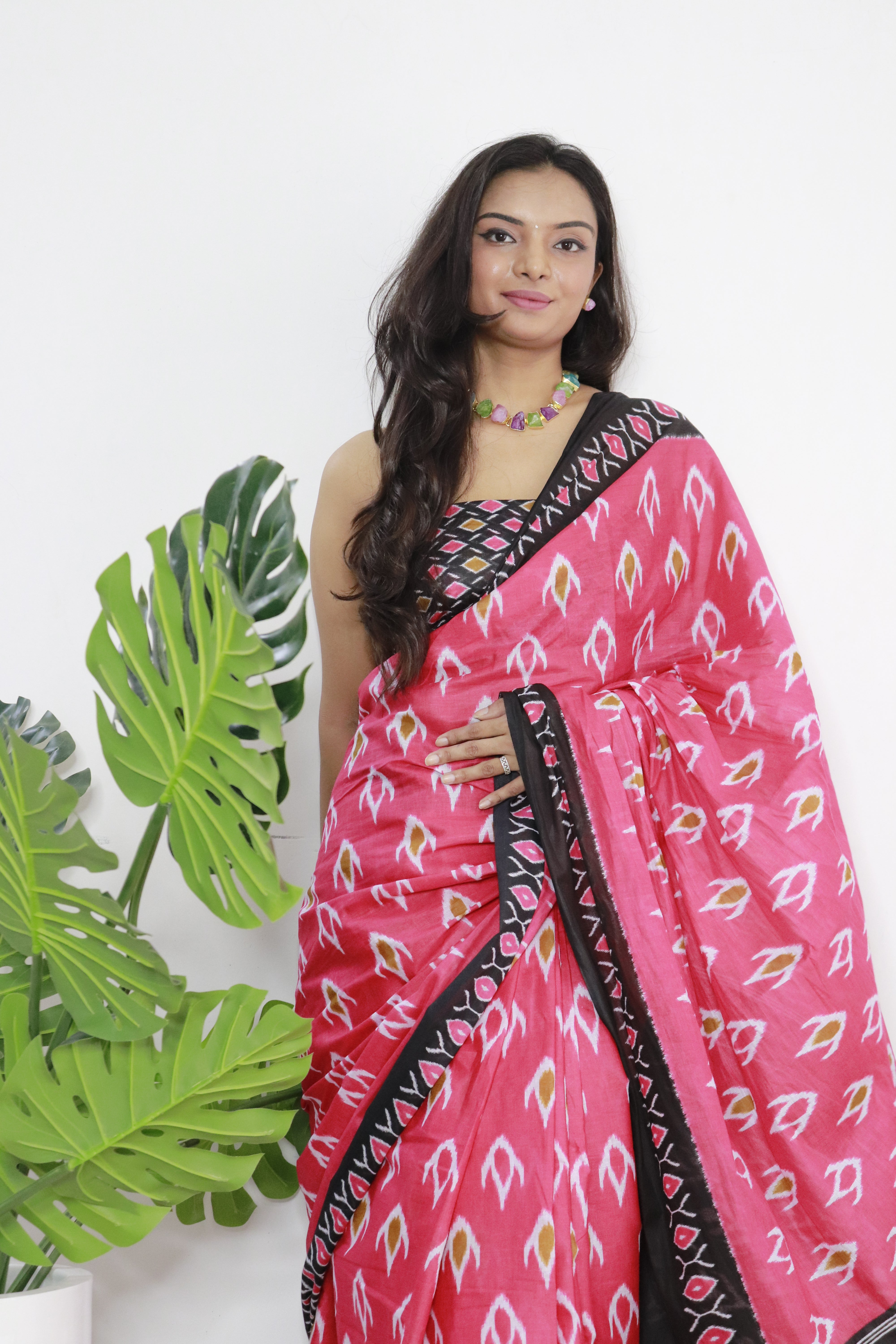 Printed Soft Pure Cotton Saree With Unstitched Blouse.