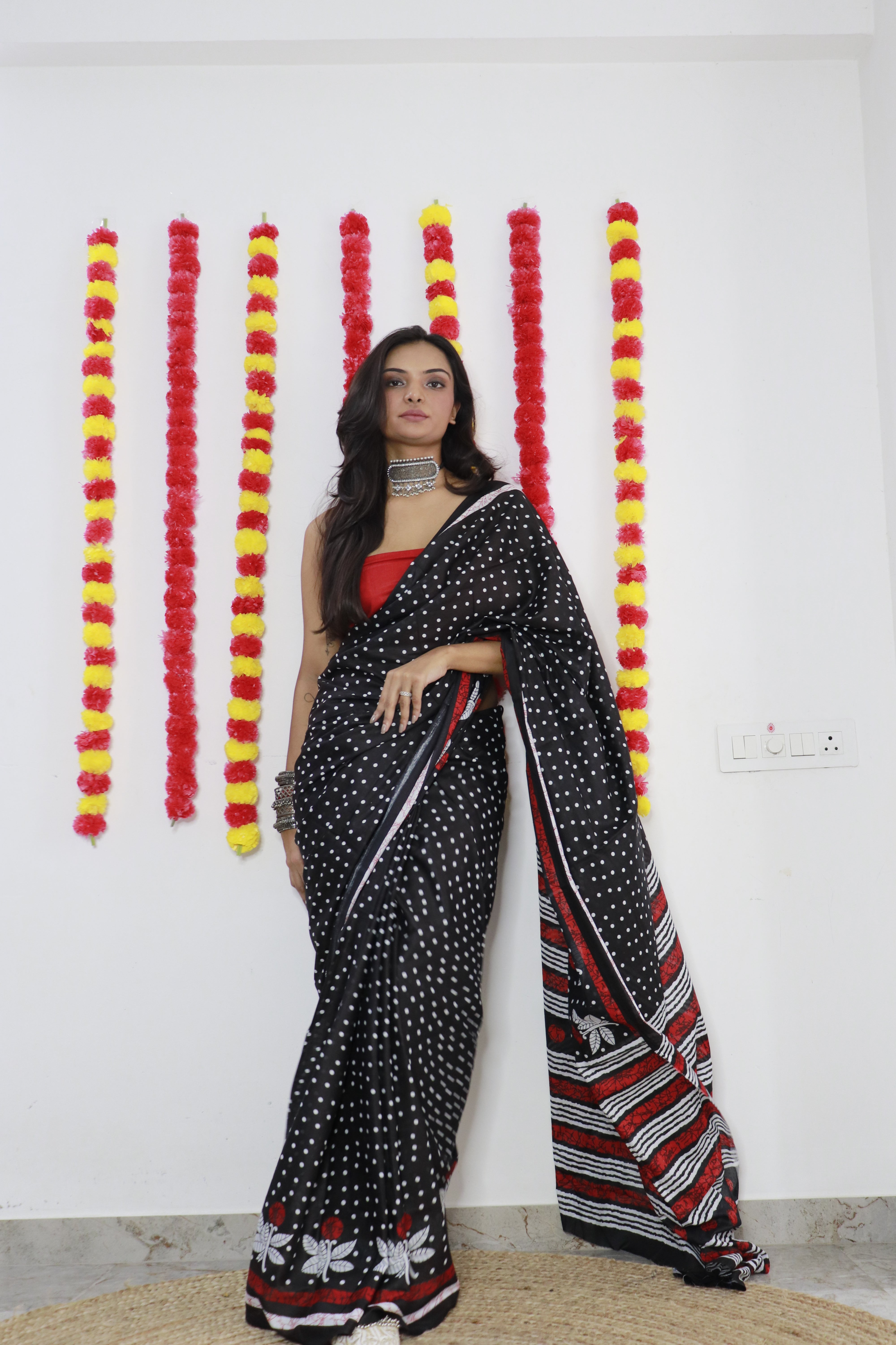 Printed Soft Pure Cotton Saree With Unstitched Blouse.