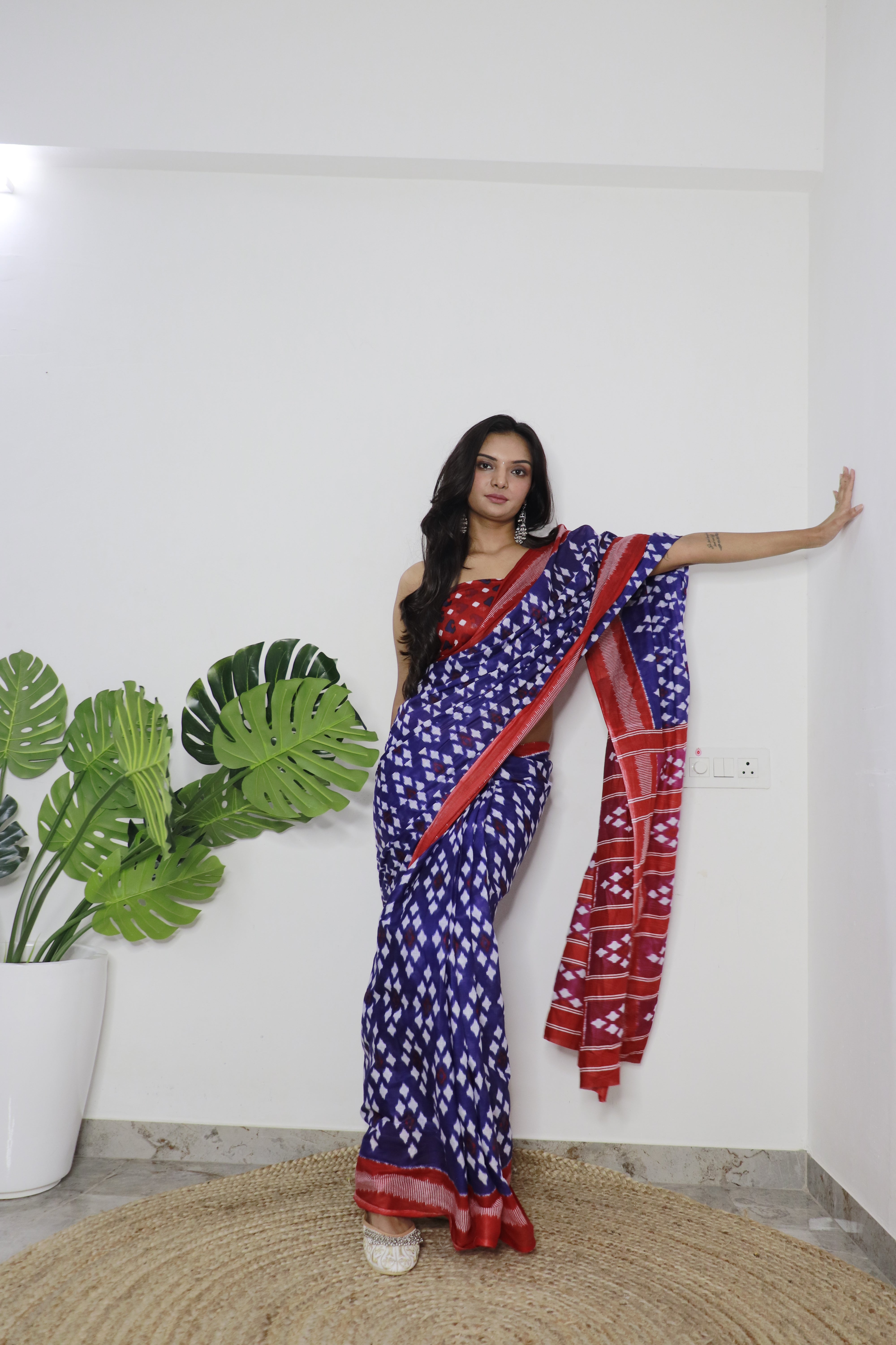 Printed Soft Pure Cotton Saree With Unstitched Blouse.