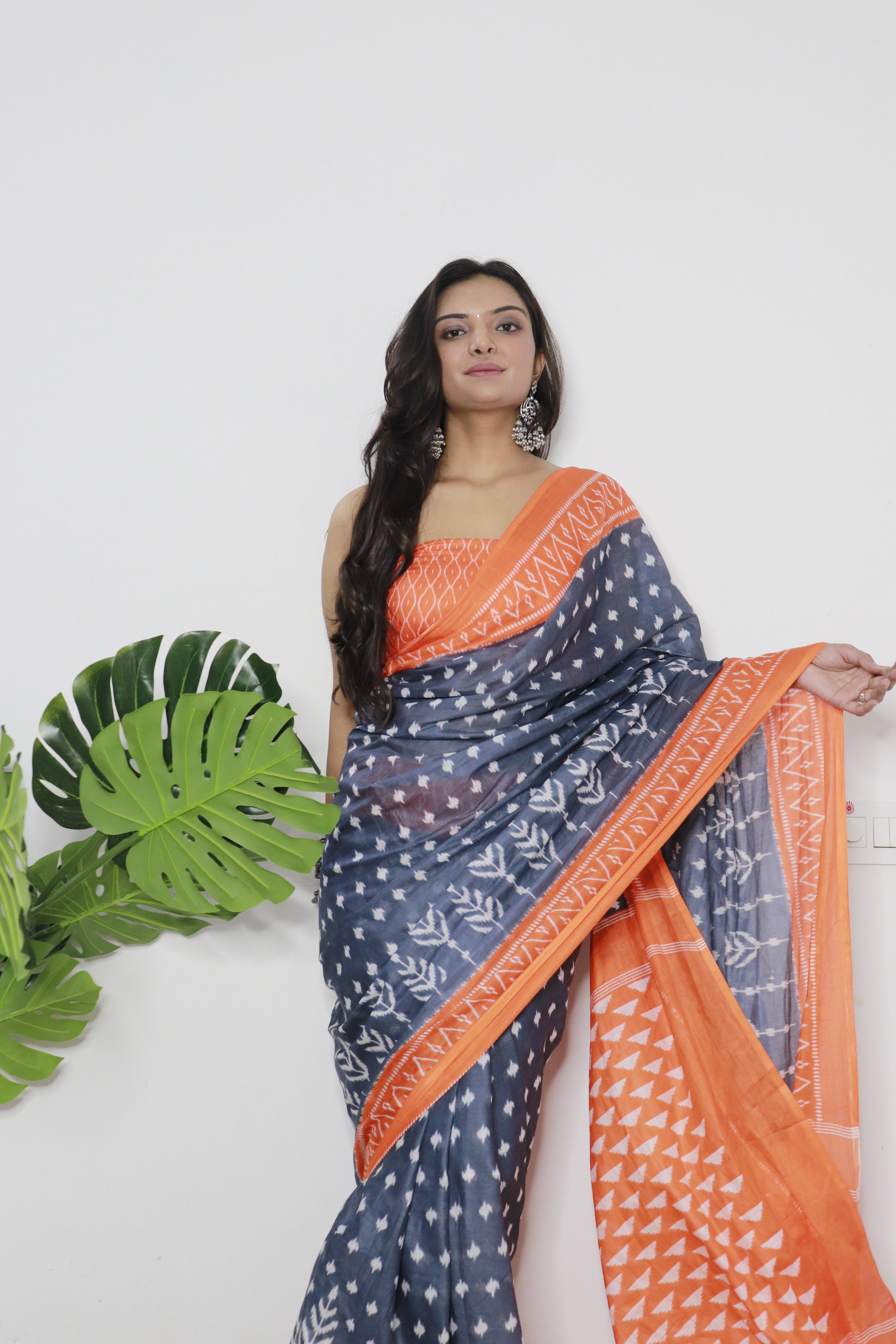 Printed Soft Pure Cotton Saree With Unstitched Blouse.