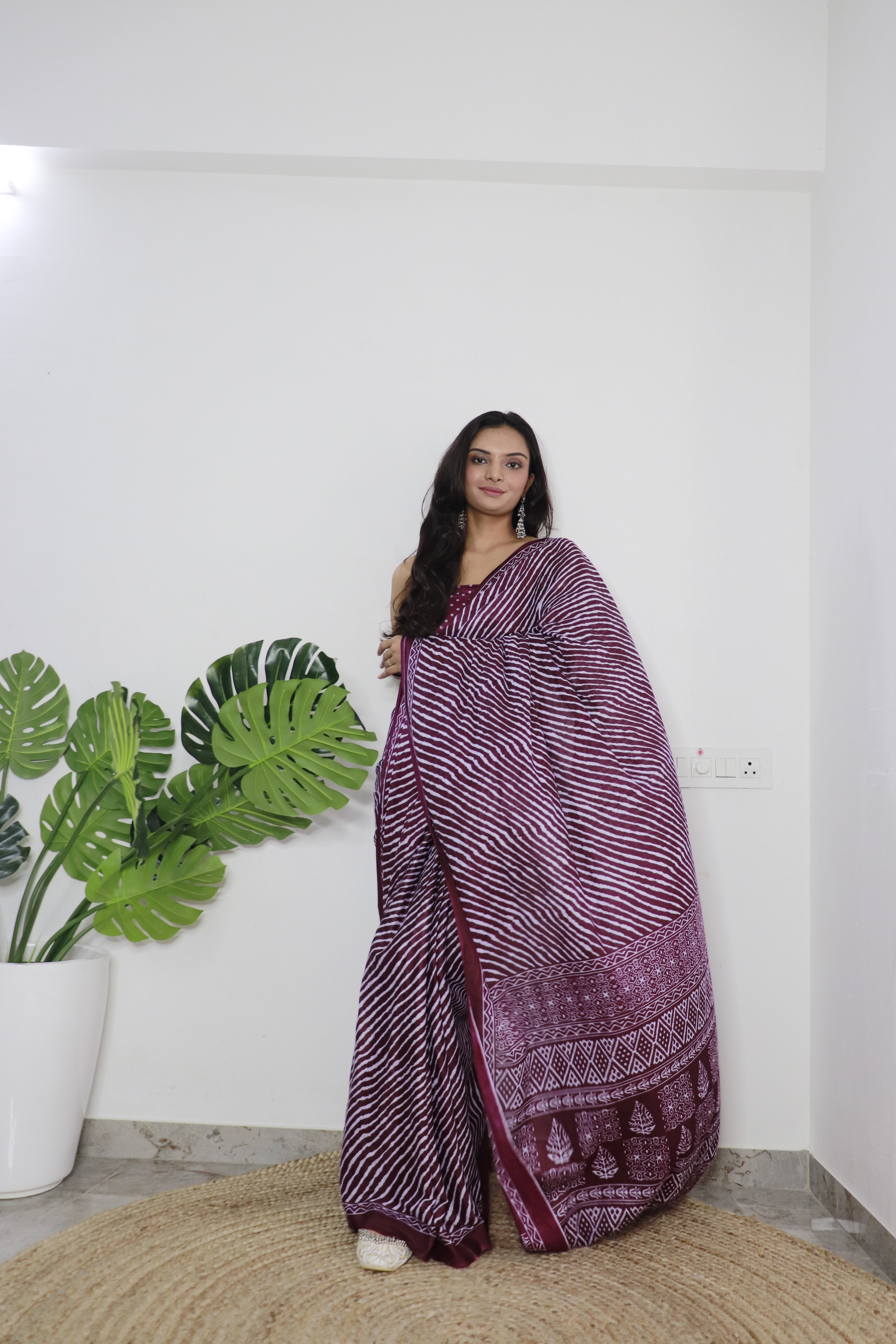 Printed Soft Pure Cotton Saree With Unstitched Blouse.