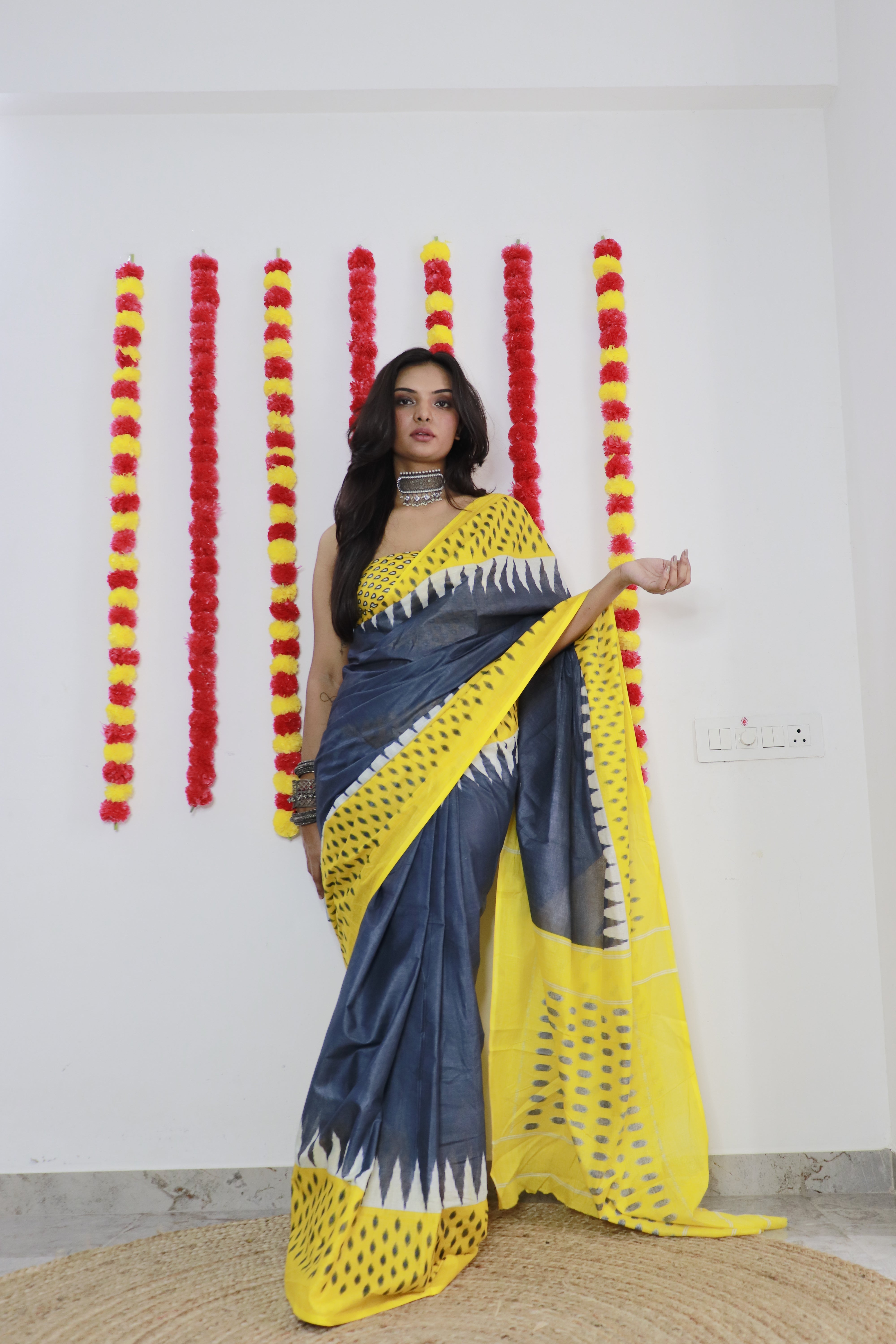 Printed Soft Pure Cotton Saree With Unstitched Blouse.