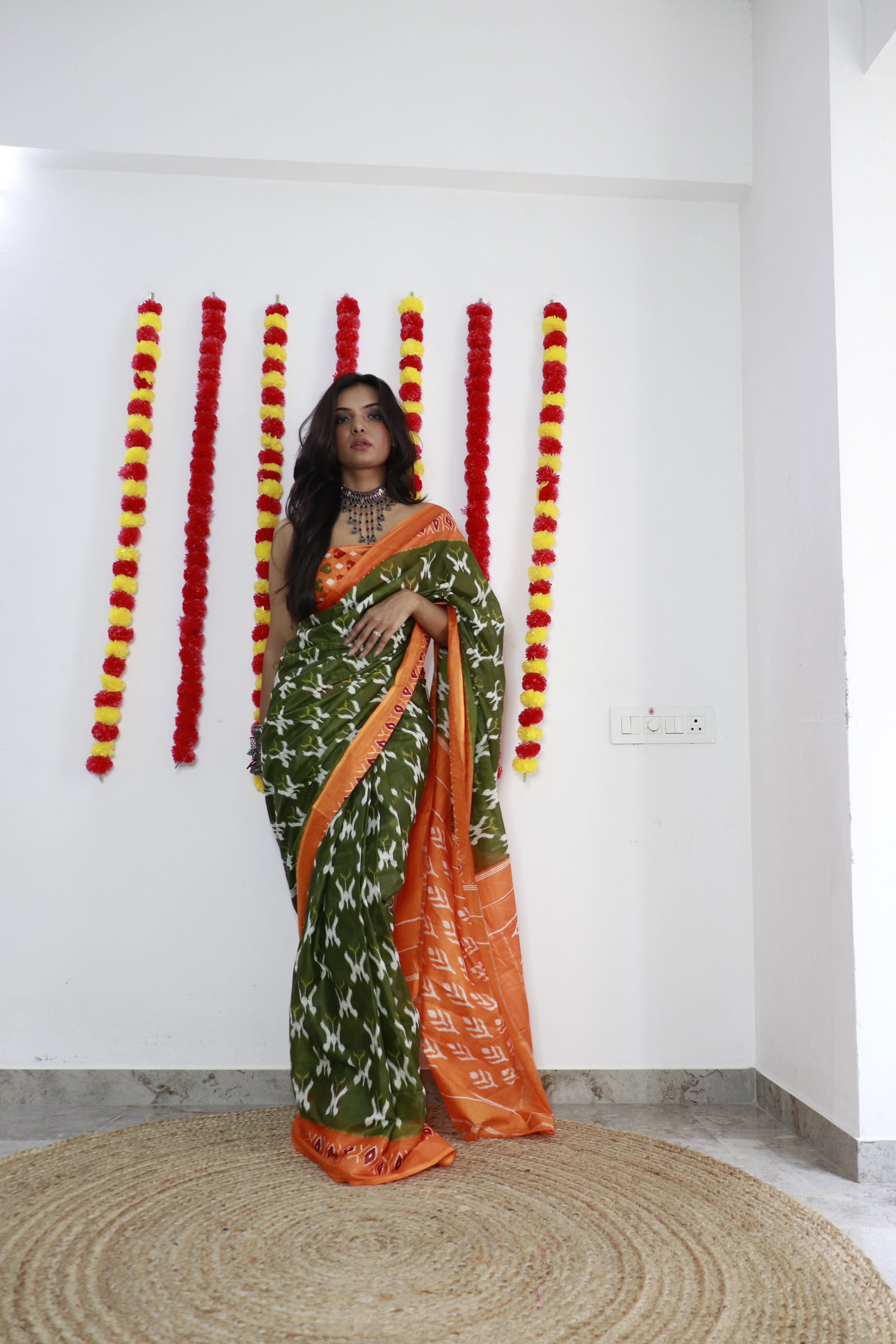 Printed Soft Pure Cotton Saree With Unstitched Blouse.