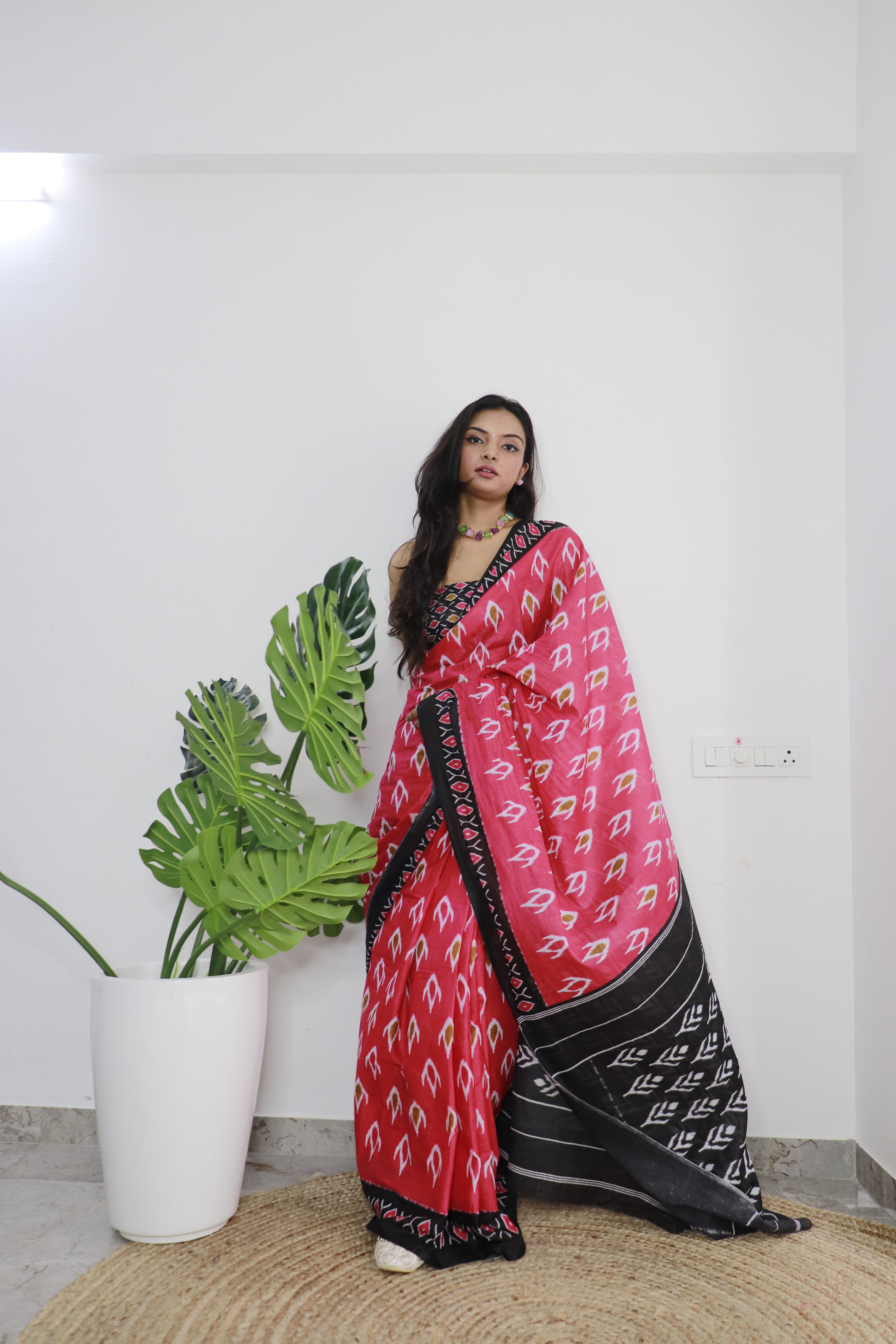 Printed Soft Pure Cotton Saree With Unstitched Blouse.