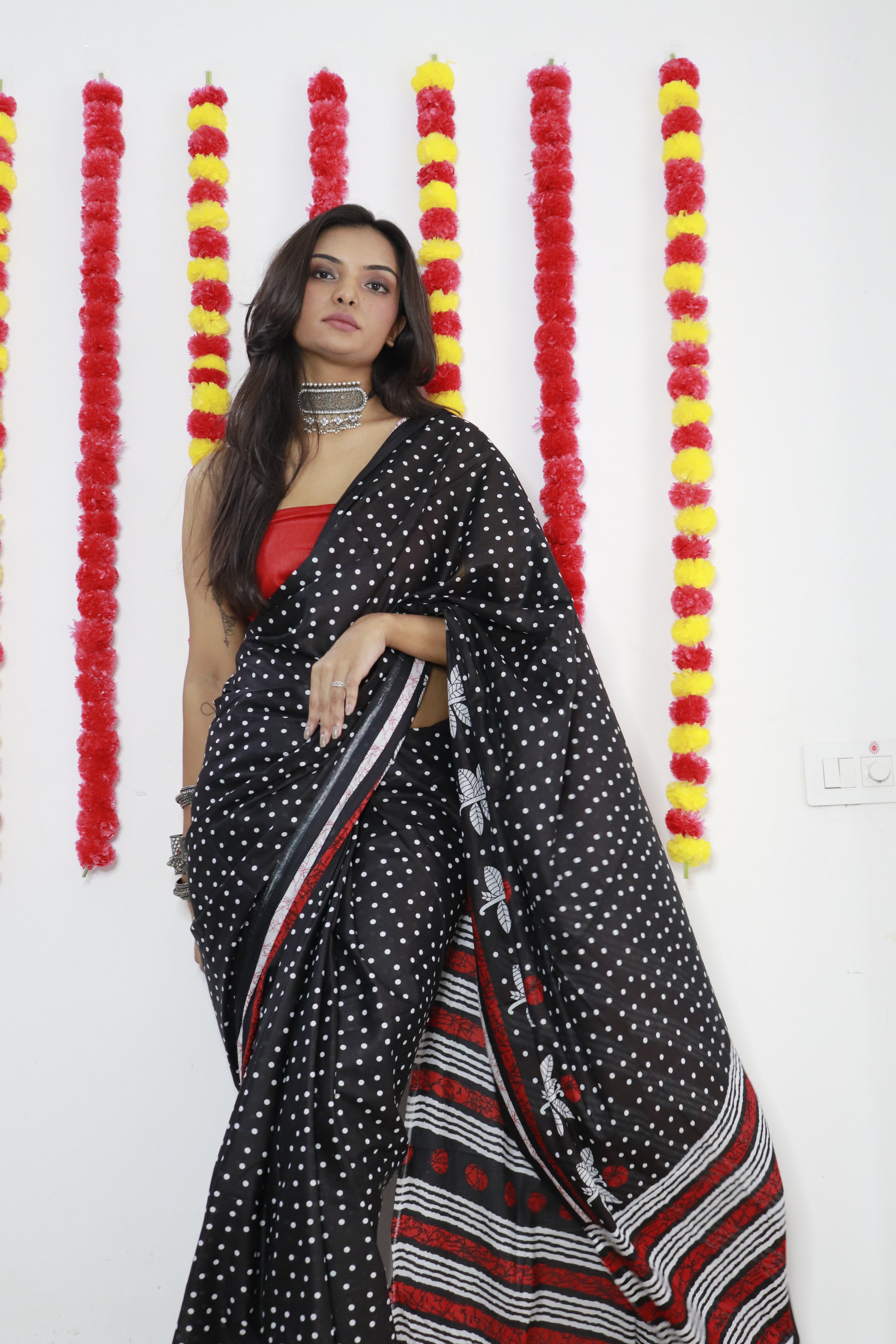 Printed Soft Pure Cotton Saree With Unstitched Blouse.