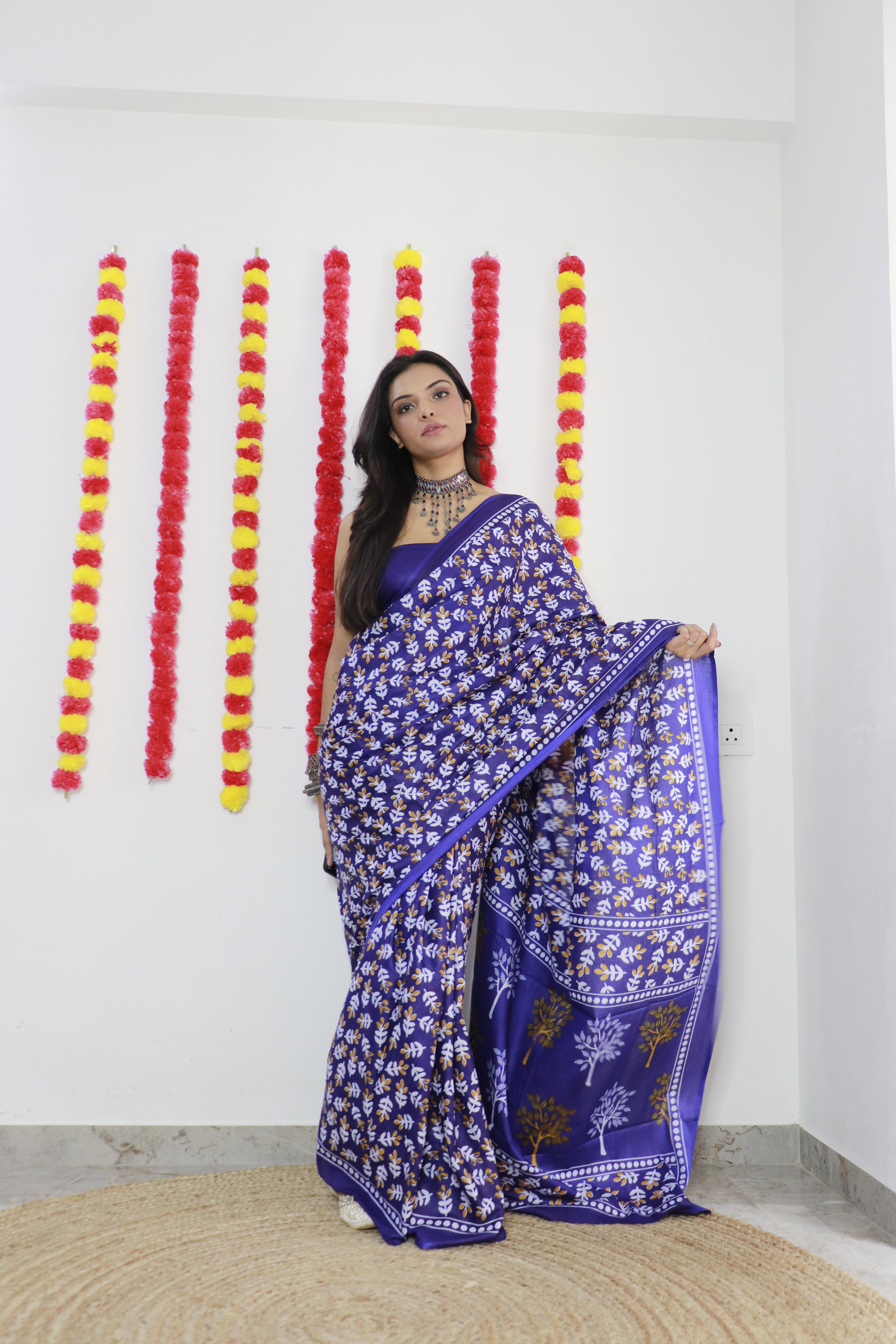 Printed Soft Pure Cotton Saree With Unstitched Blouse.