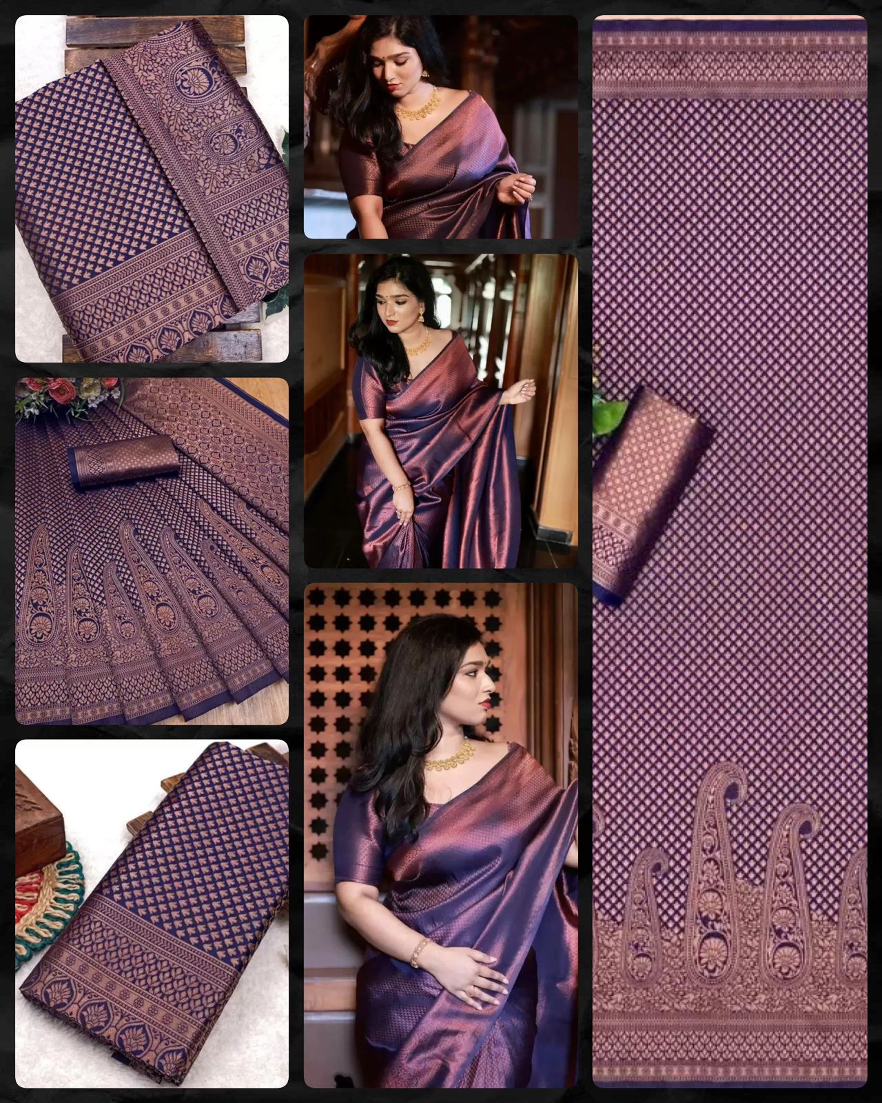 Blue Copper Design Samira Banarasi Silk Saree