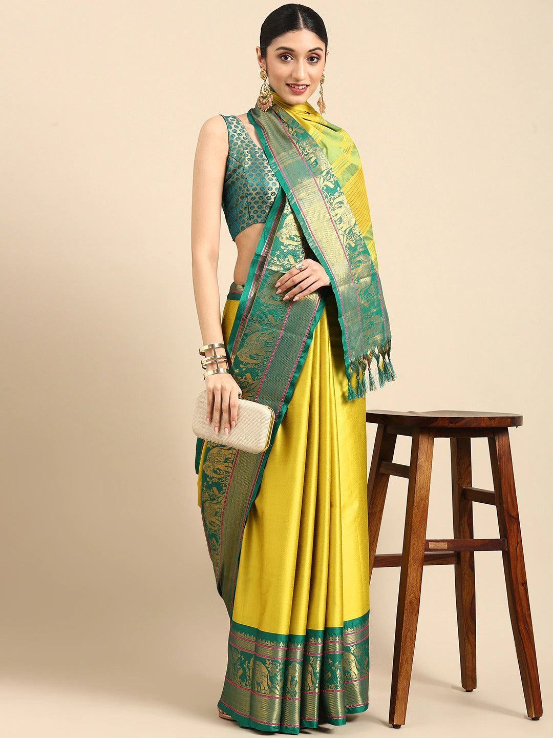 Lemon Rama Designer Shagun Dola Silk Saree