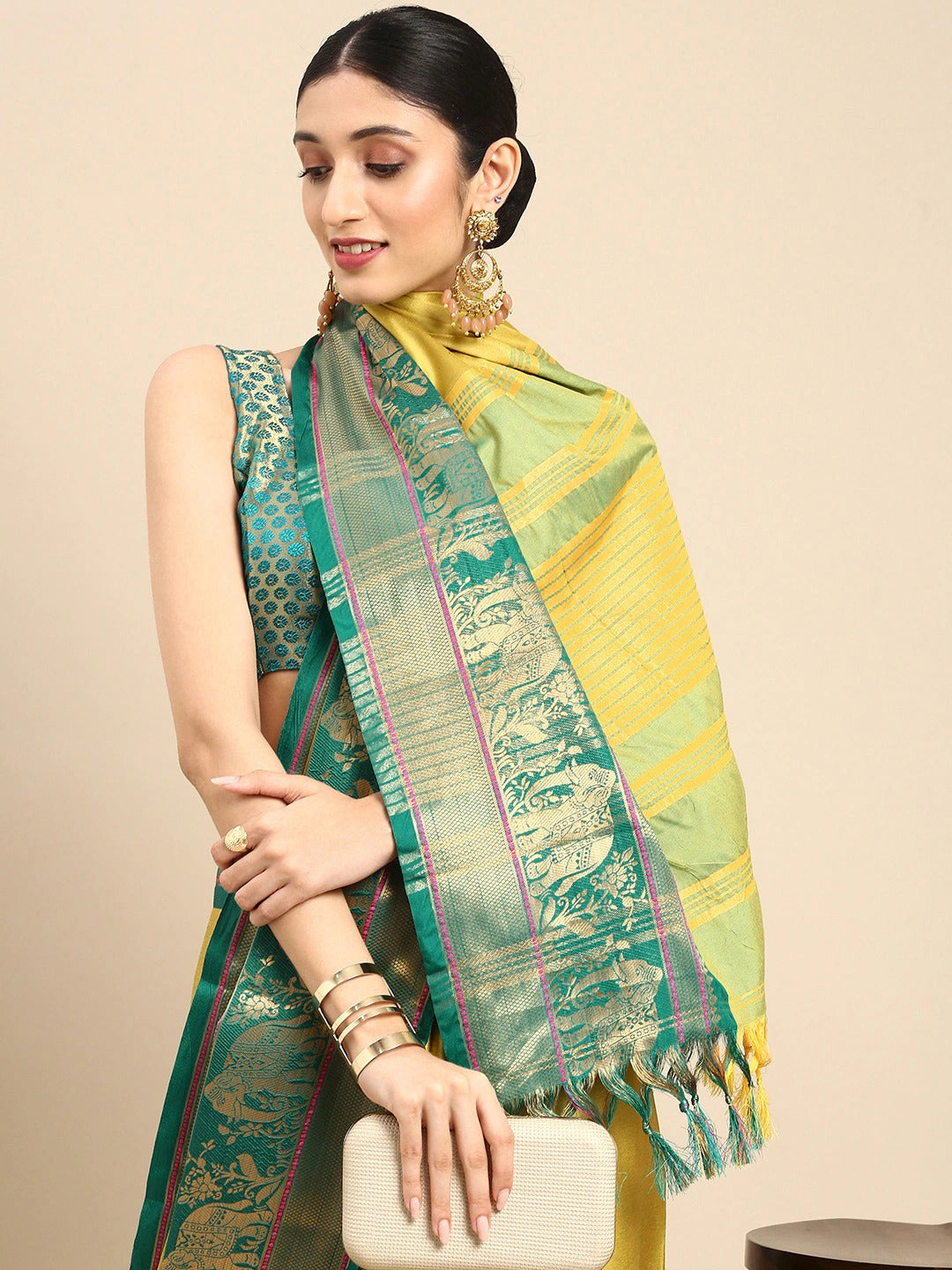 Lemon Rama Designer Shagun Dola Silk Saree