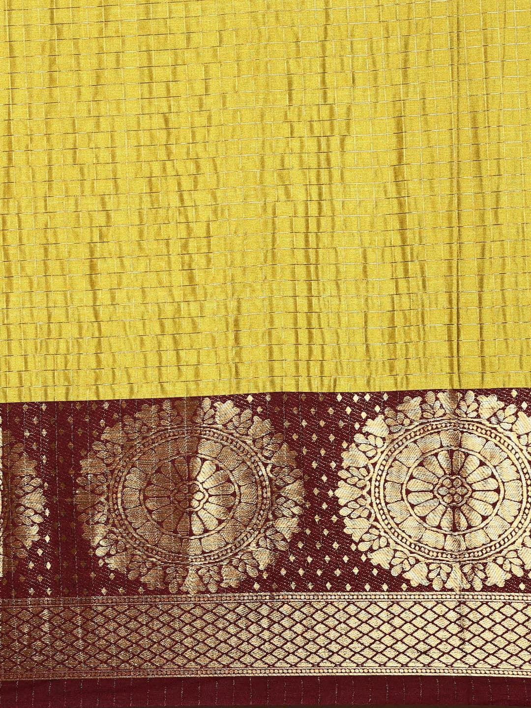 Yellow Brown Designer Shagun Dola Silk Saree