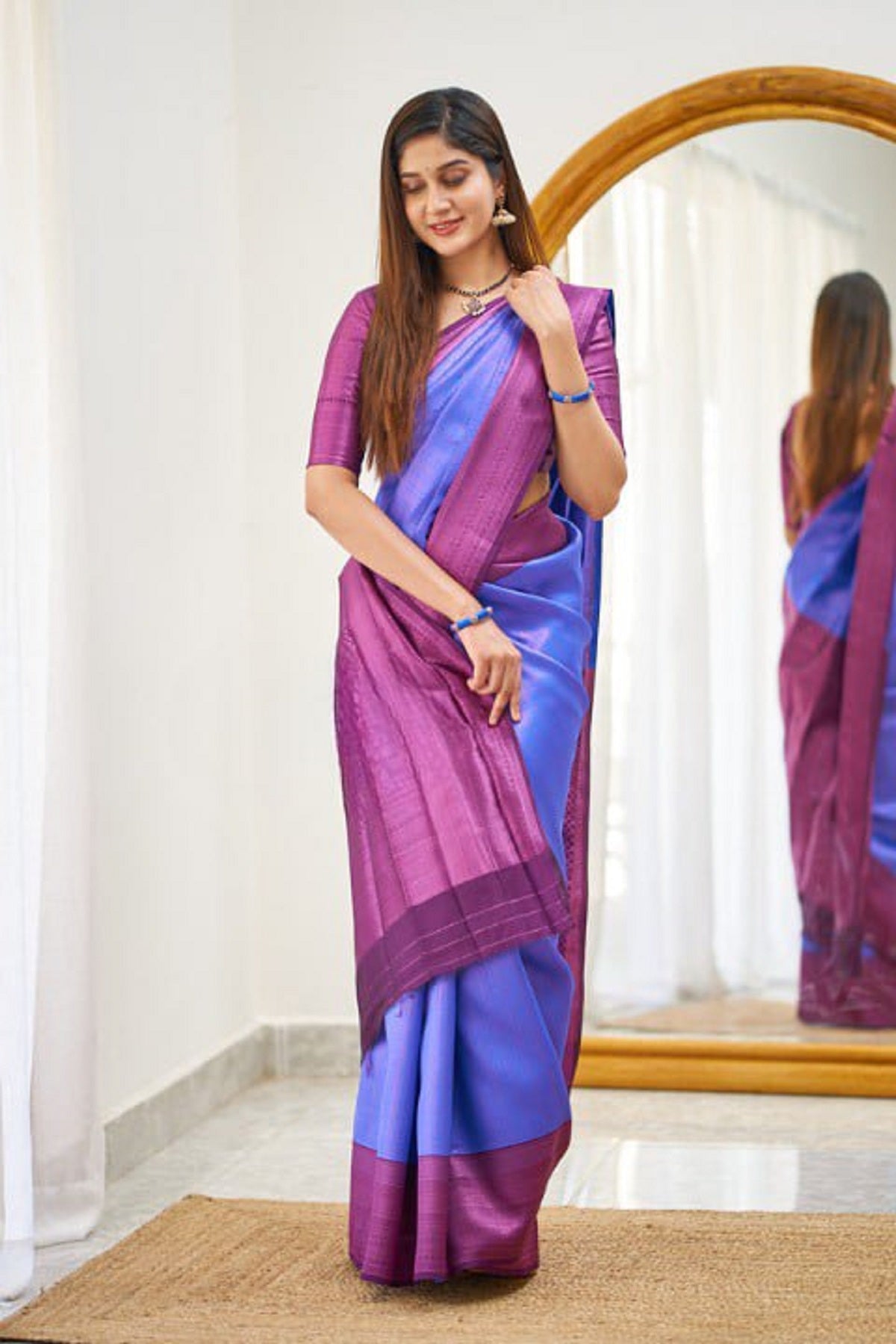 Purple and Rani pink Soundarya Banarasi Silk Saree