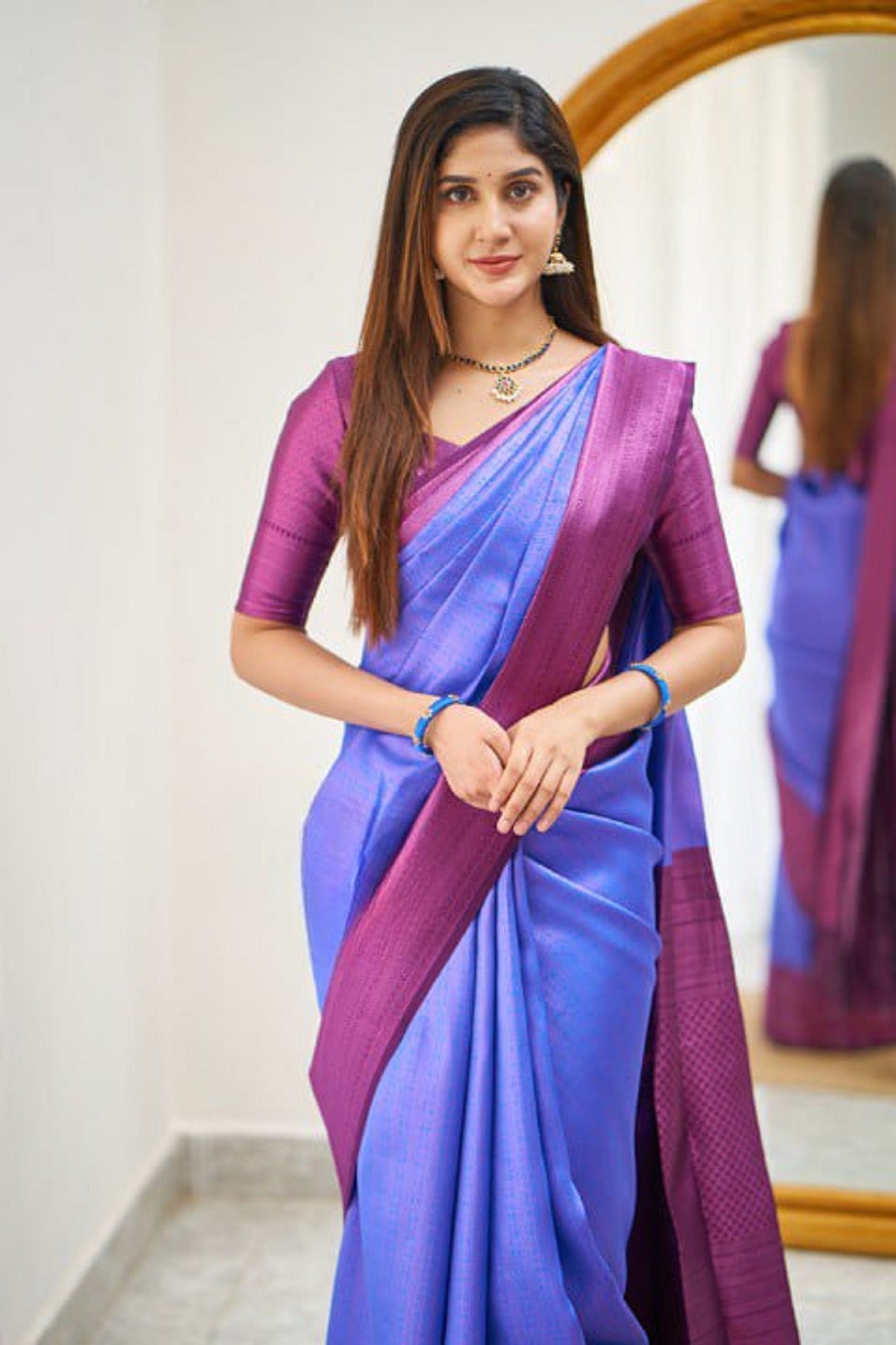 Purple and Rani pink Soundarya Banarasi Silk Saree