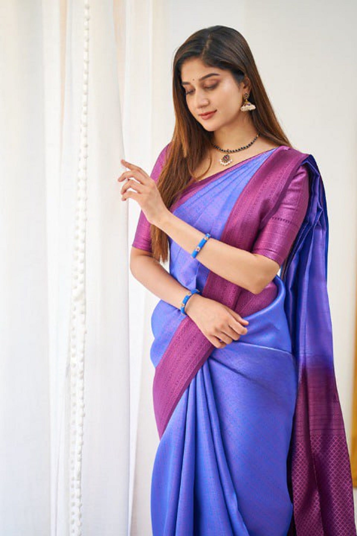 Purple and Rani pink Soundarya Banarasi Silk Saree