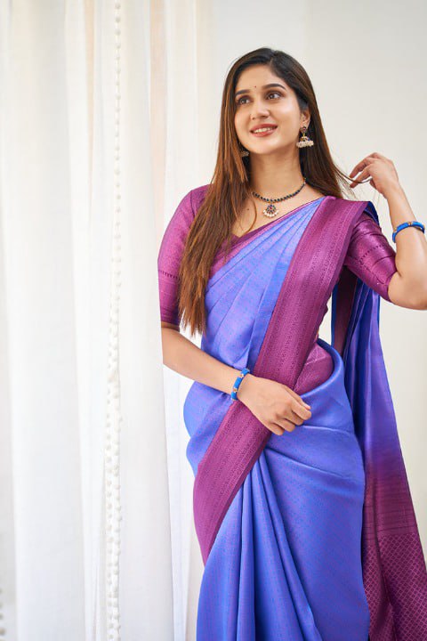 Purple and Rani pink Soundarya Banarasi Silk Saree