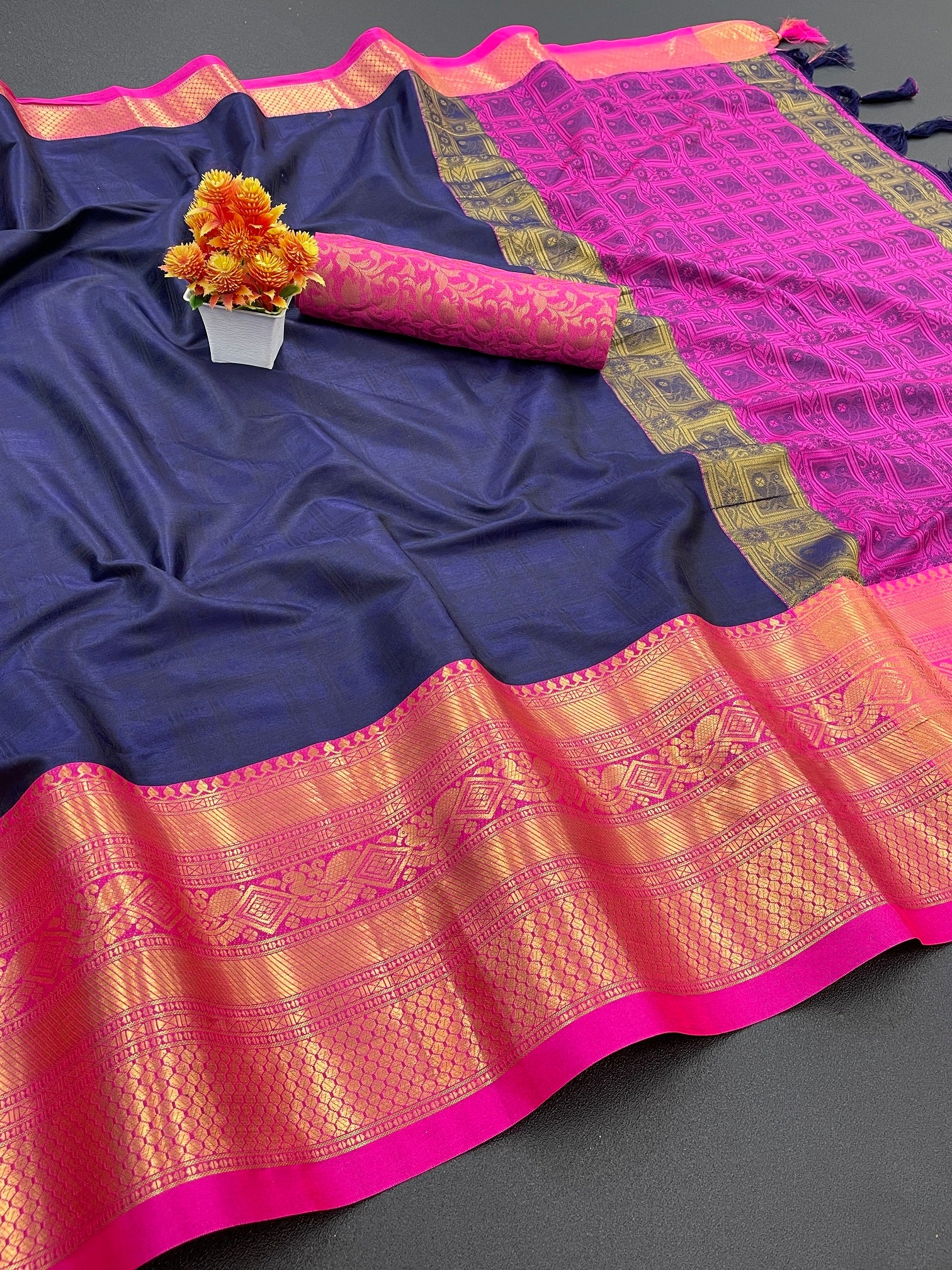 Blue Pink Tapsi  Kanjivaram Silk Saree