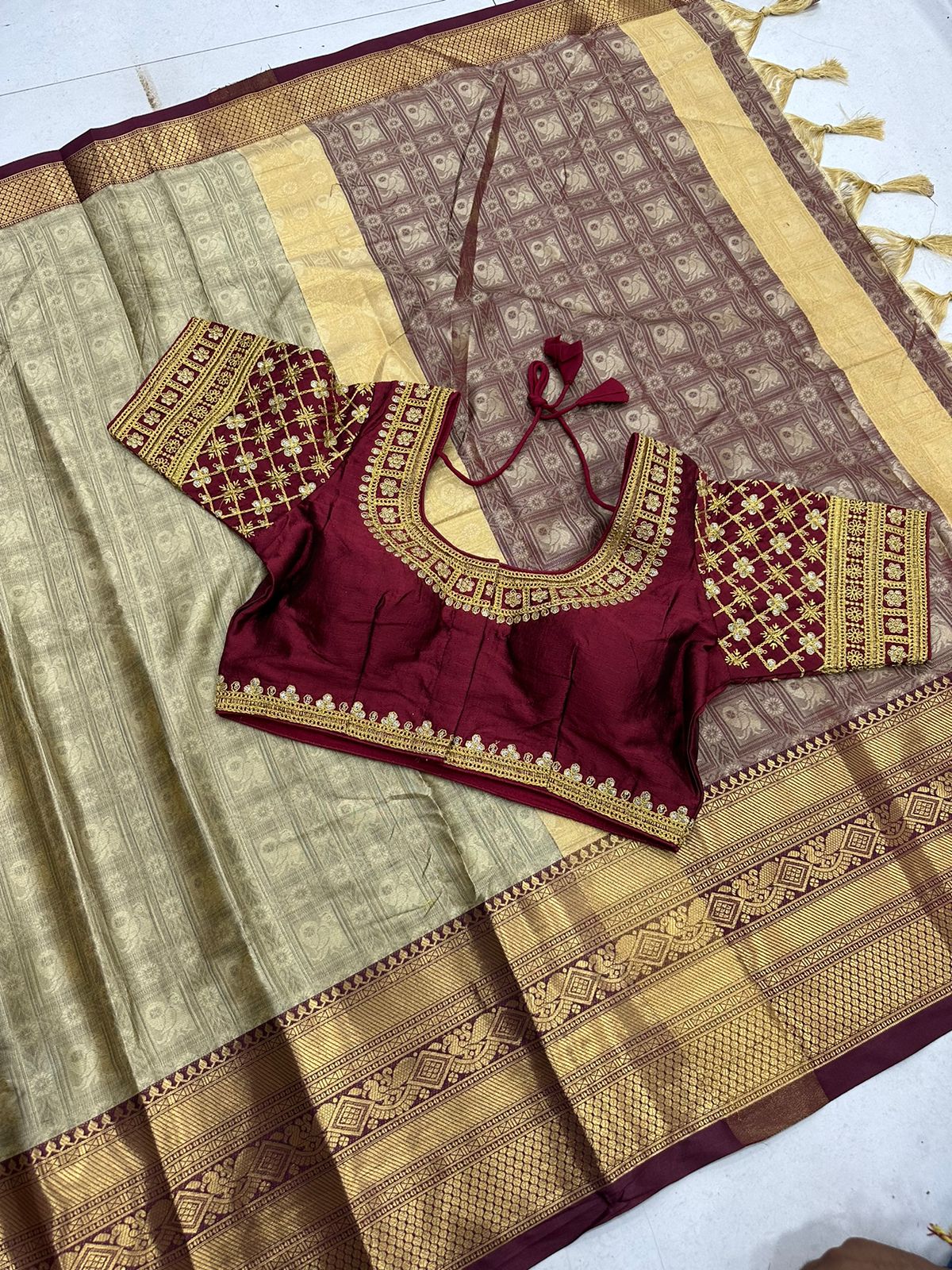 Chiku and Brown Tapsi Cotton Saree