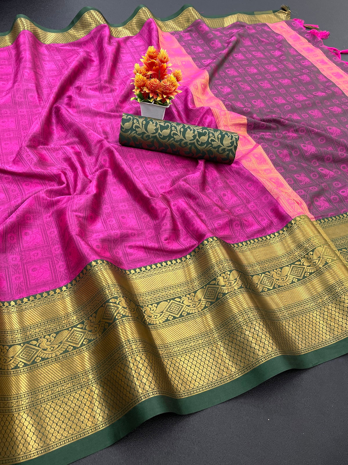 Dark Pink Tapsi  Kanjivaram Silk Saree