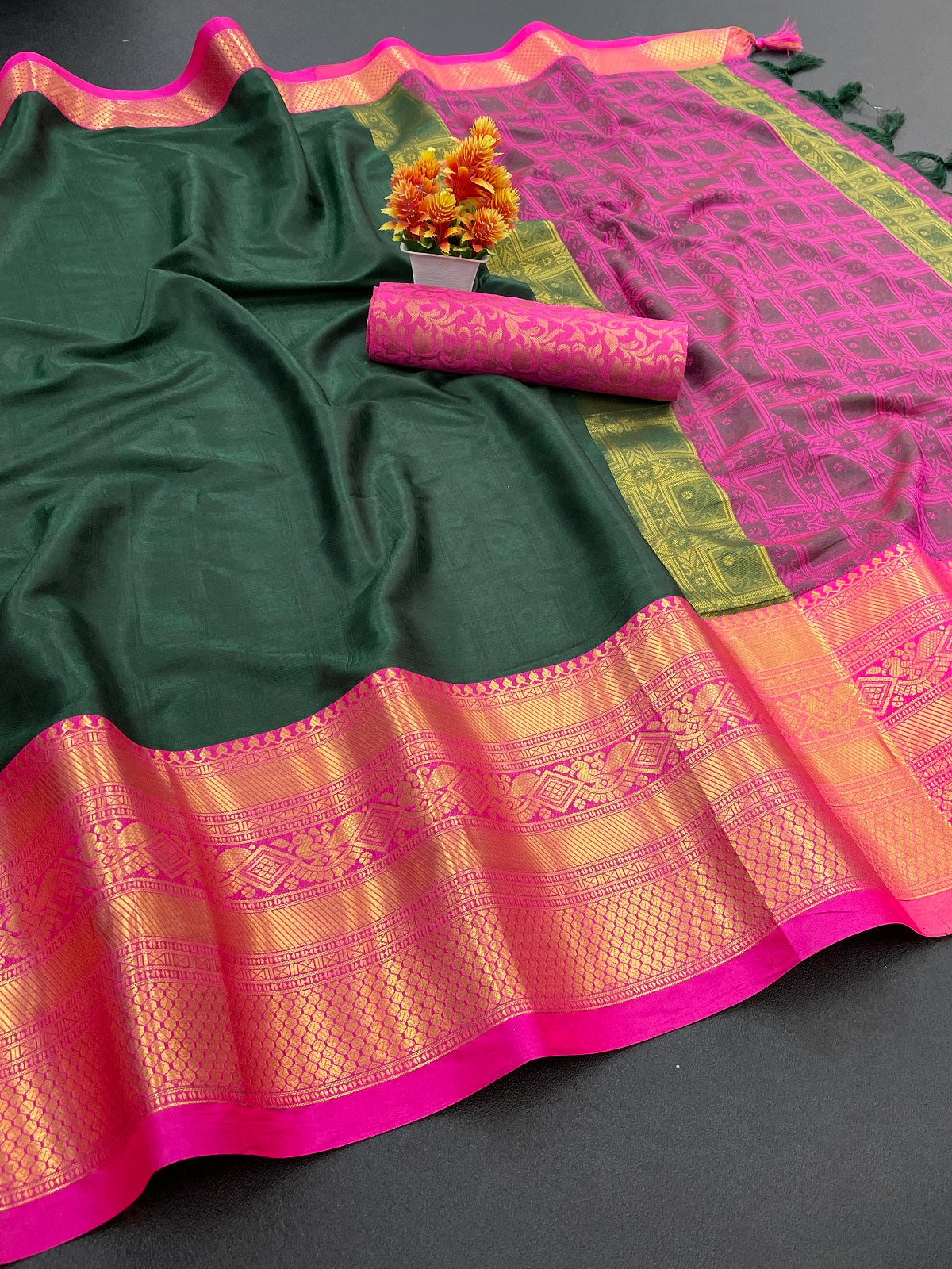 Green Pink Tapsi  Kanjivaram Silk Saree