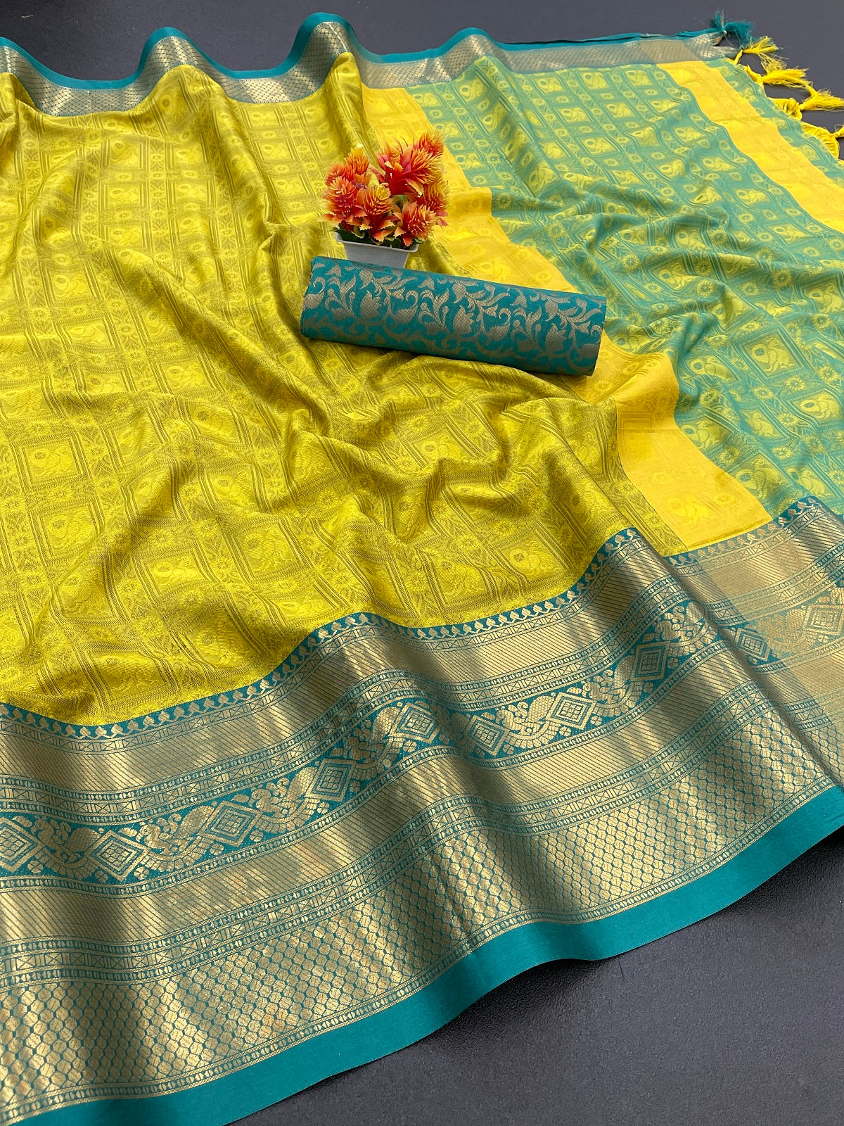 Green Rama Tapsi  Kanjivaram Silk Saree