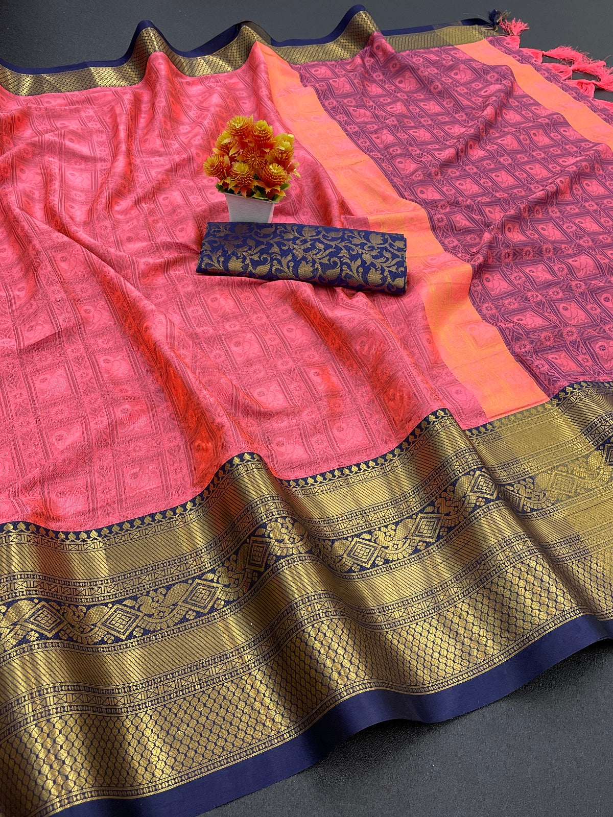 Pink Blue Tapsi  Kanjivaram Silk Saree