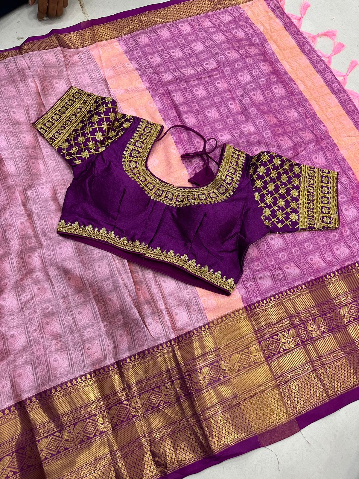 Pink and Wine Tapsi Cotton Saree