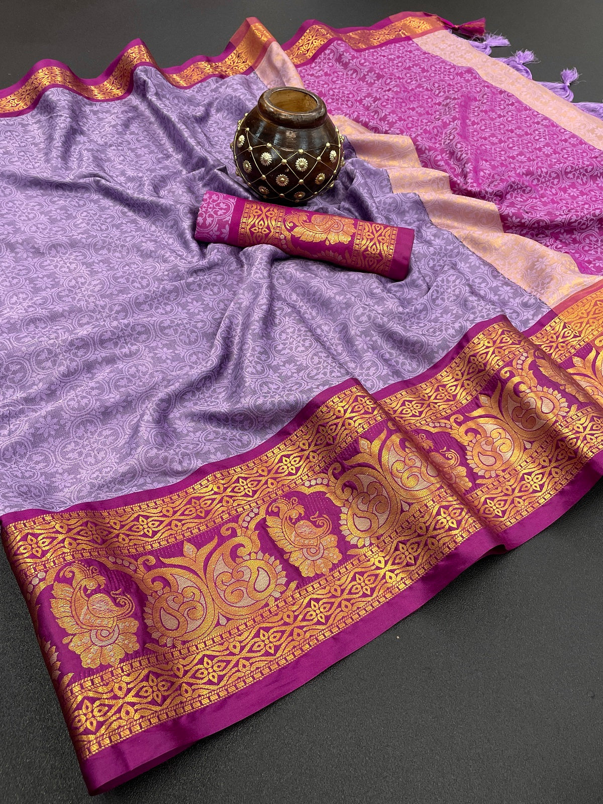 Lavender and Purple Varuni Kanjivaram Silk Saree