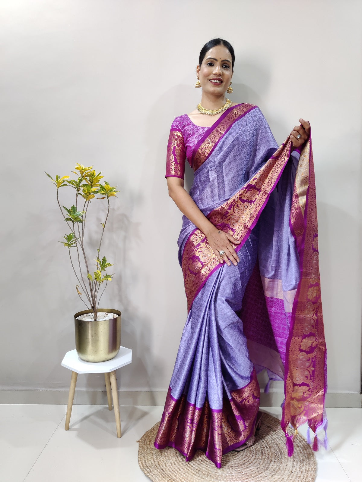 Lavender and Purple Varuni Kanjivaram Silk Saree