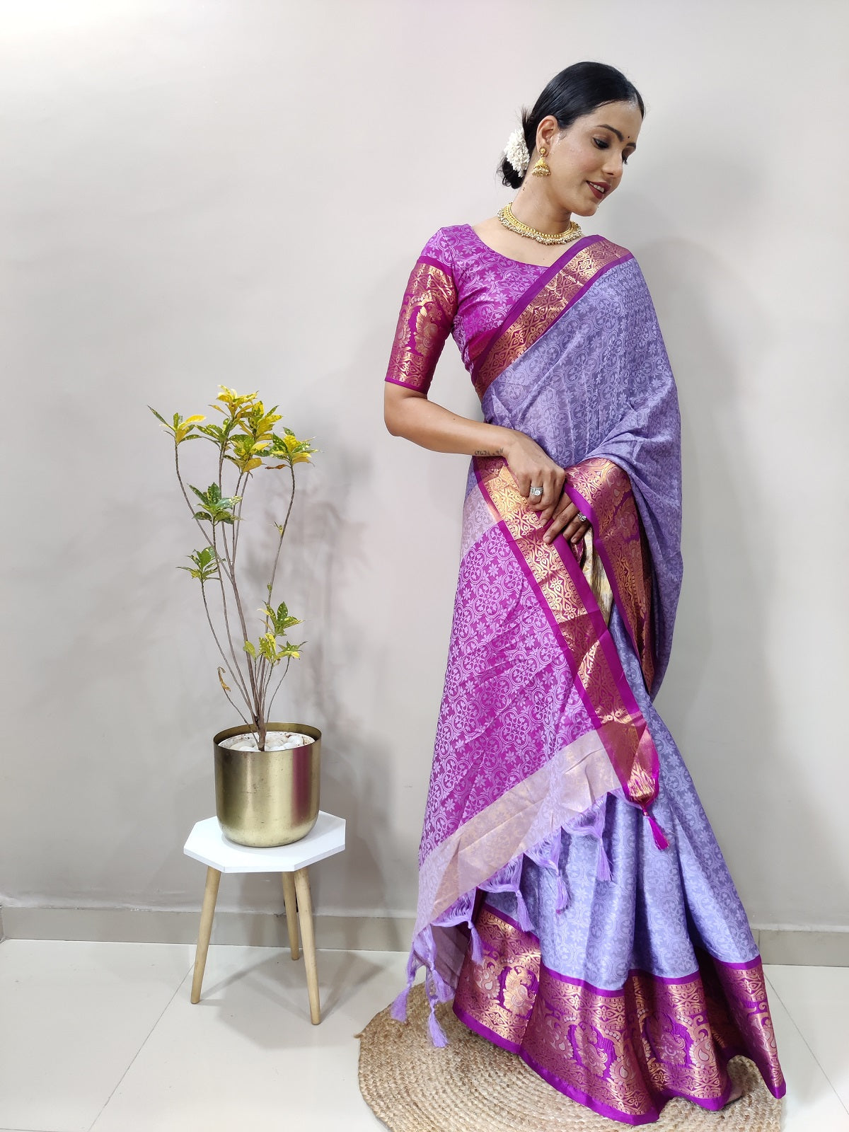 Lavender and Purple Varuni Kanjivaram Silk Saree