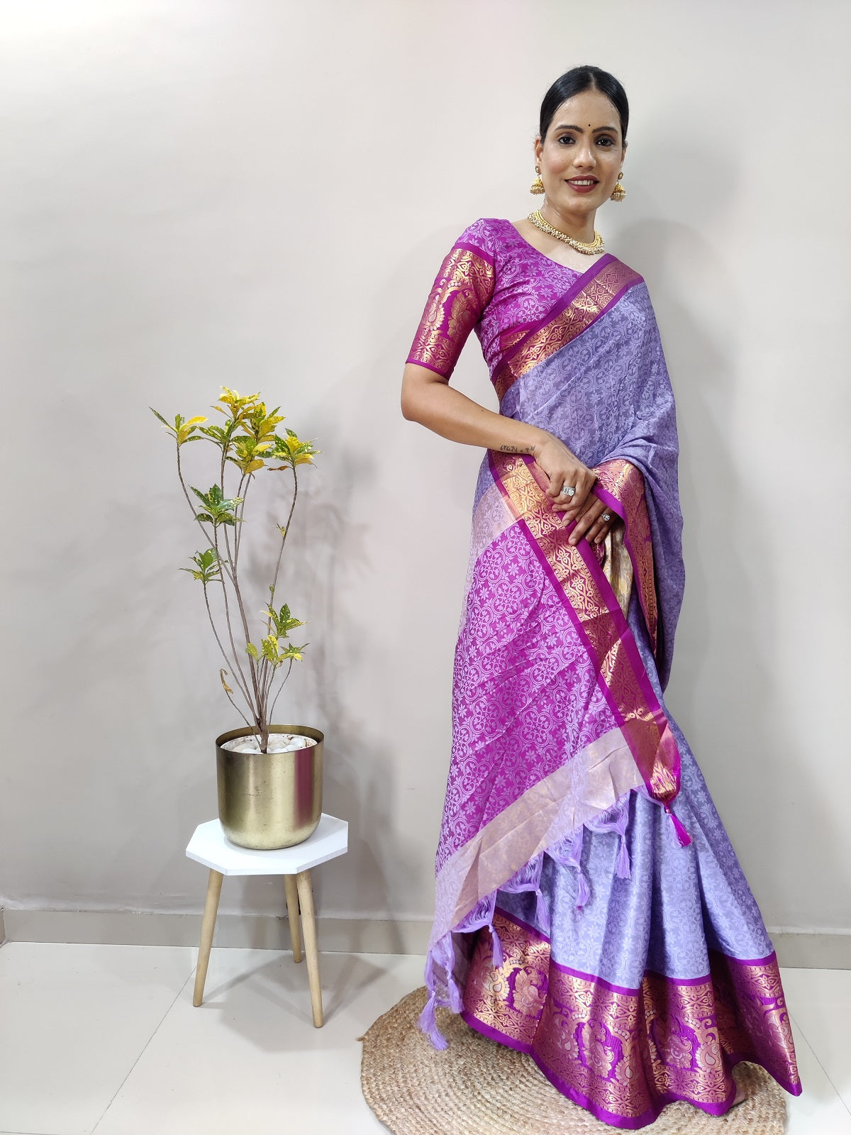 Lavender and Purple Varuni Kanjivaram Silk Saree