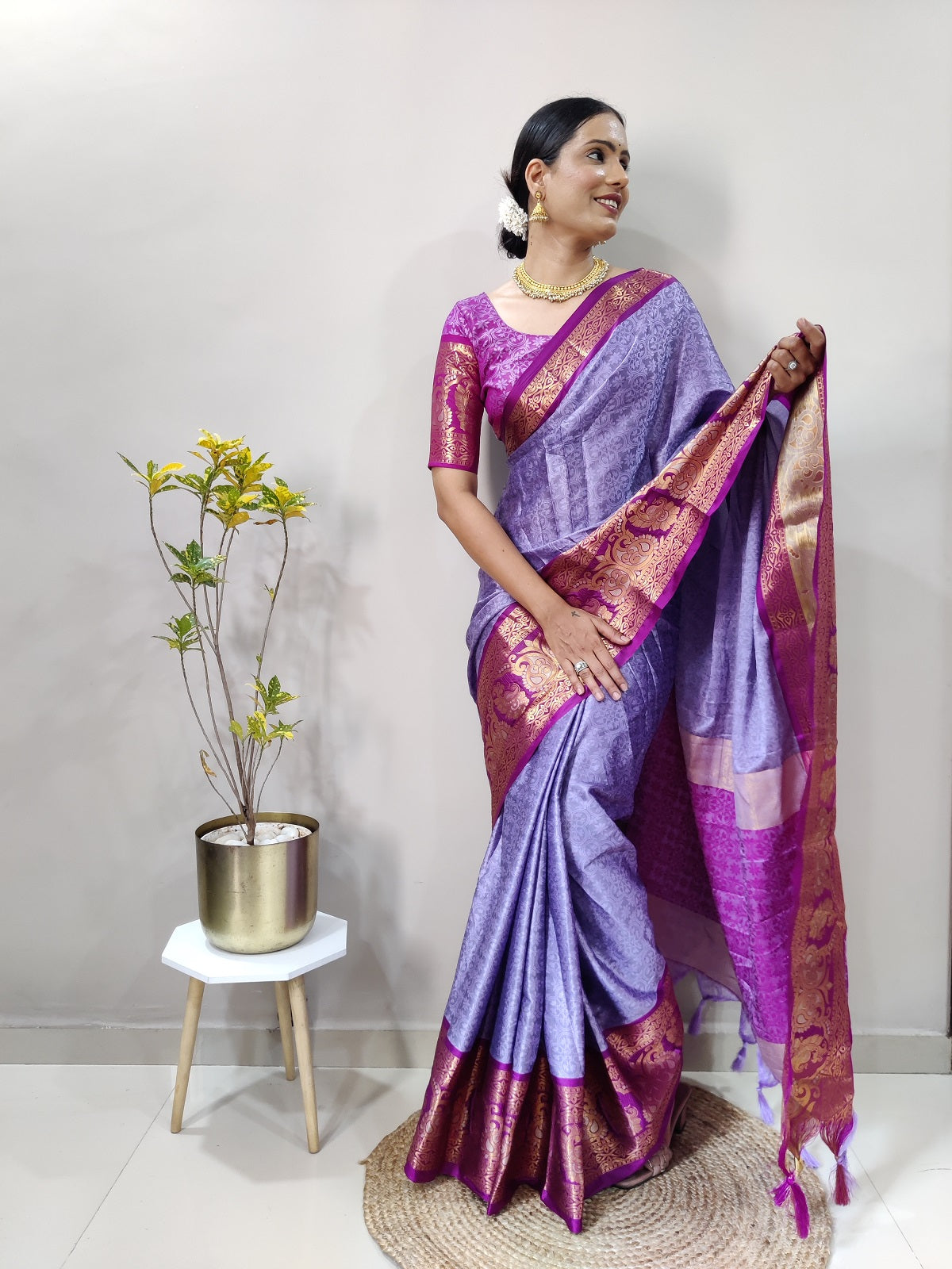 Lavender and Purple Varuni Kanjivaram Silk Saree