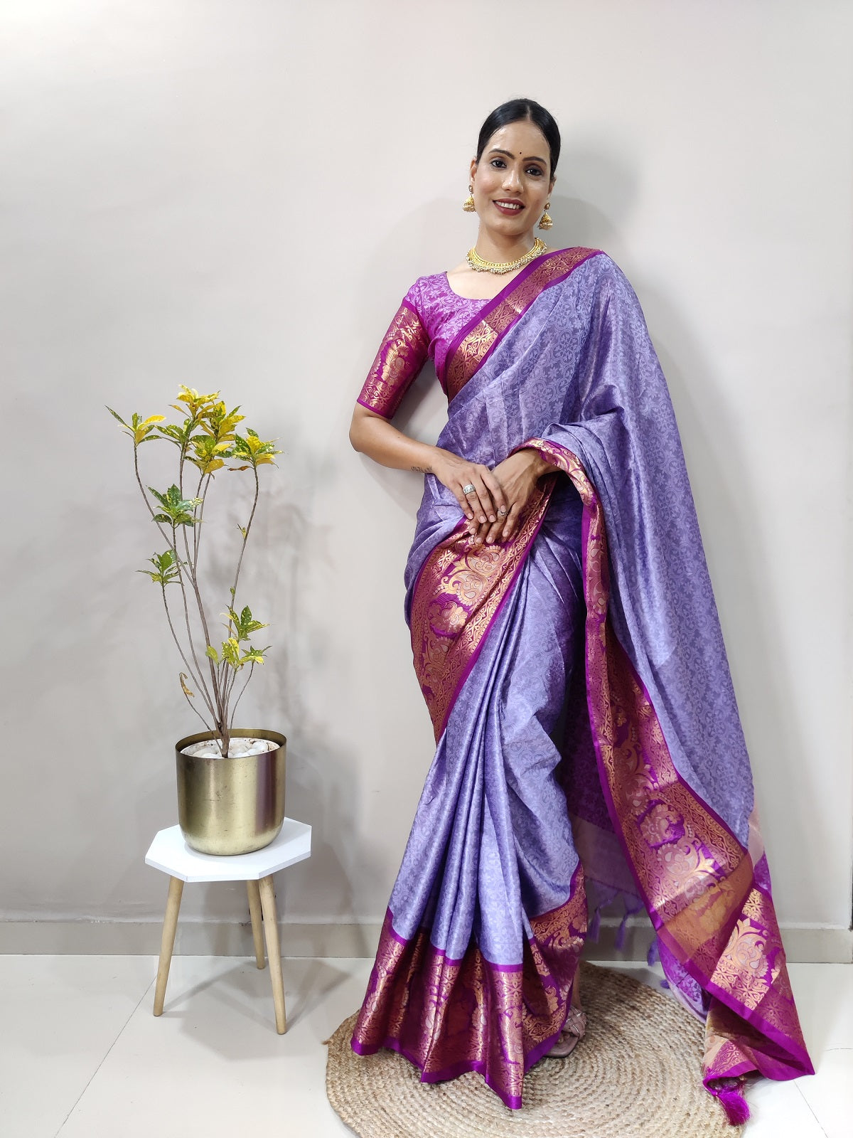 Lavender and Purple Varuni Kanjivaram Silk Saree