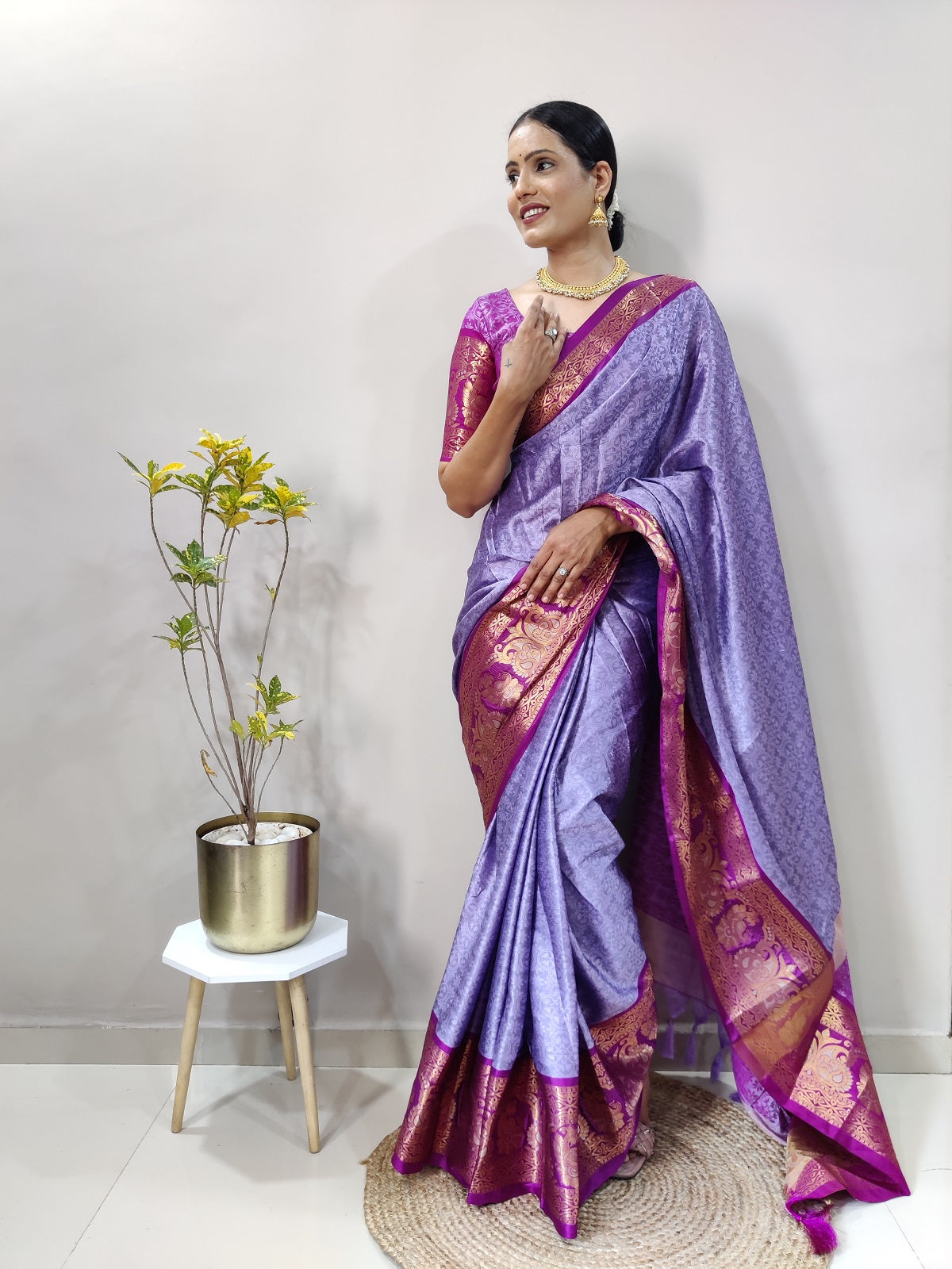 Lavender and Purple Varuni Kanjivaram Silk Saree