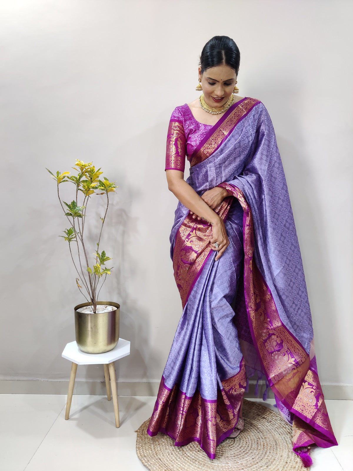 Lavender and Purple Varuni Kanjivaram Silk Saree