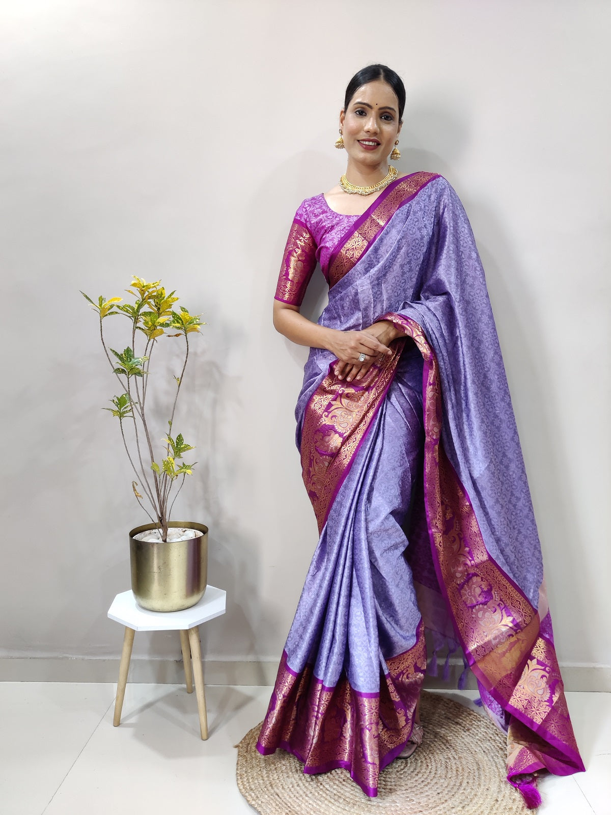 Lavender and Purple Varuni Kanjivaram Silk Saree