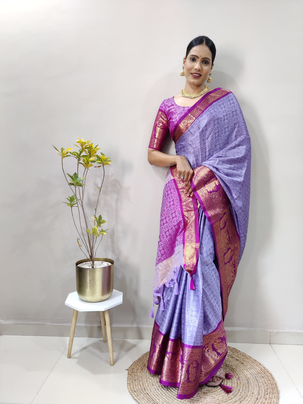 Lavender and Purple Varuni Kanjivaram Silk Saree