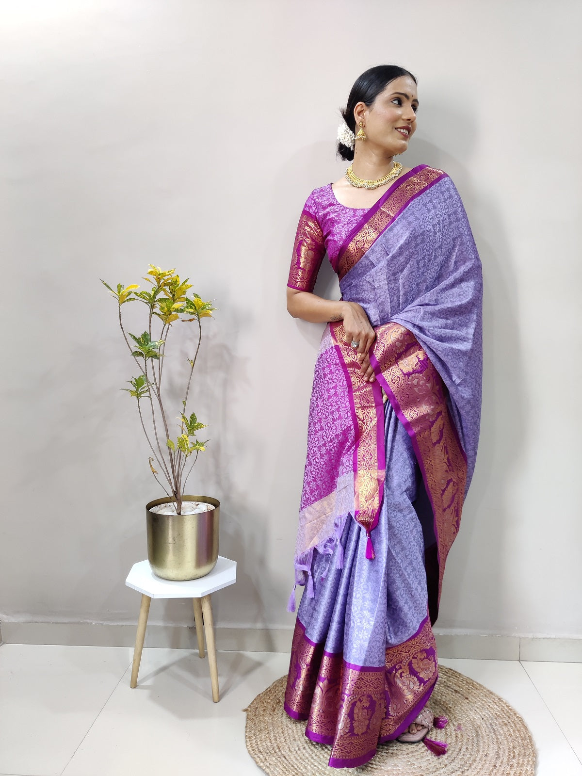 Lavender and Purple Varuni Kanjivaram Silk Saree