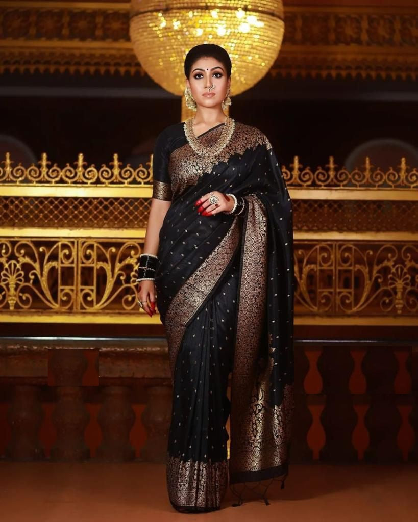 Black in Copper Design Vijis Dola Silk Saree