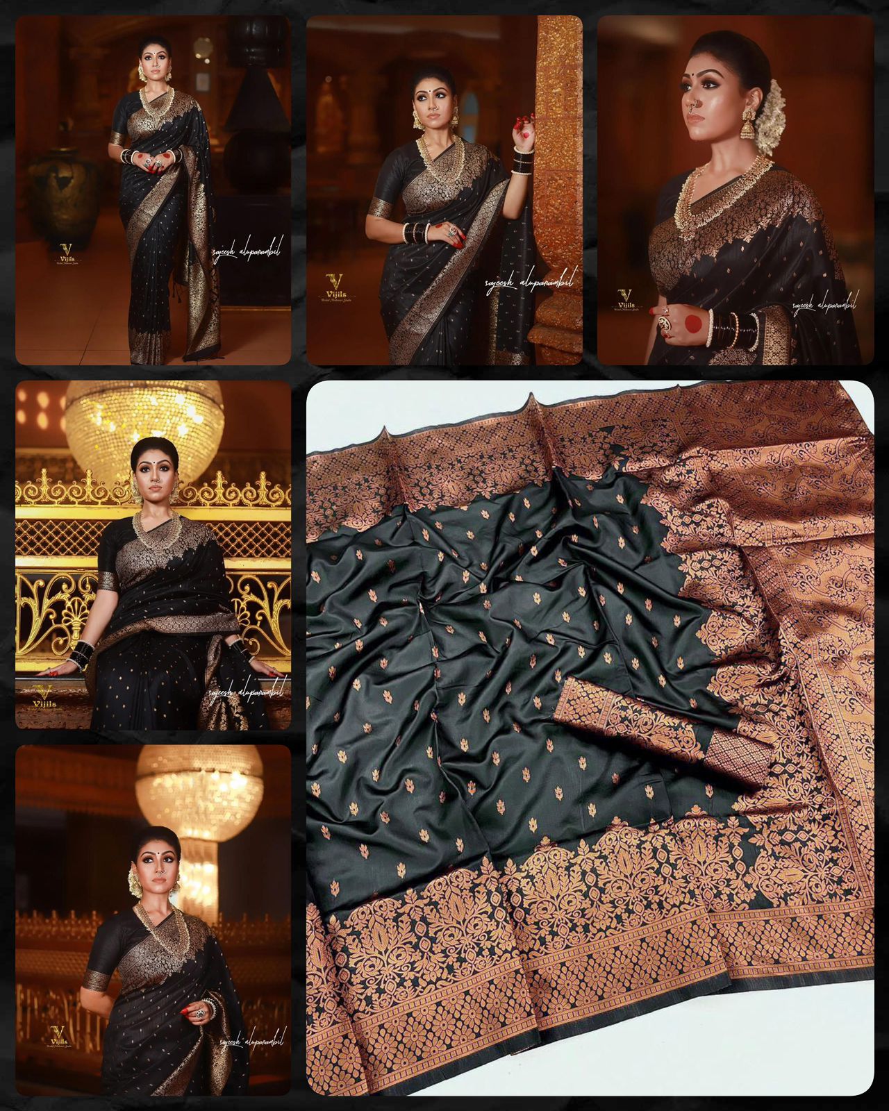 Black in Copper Design Vijis Dola Silk Saree