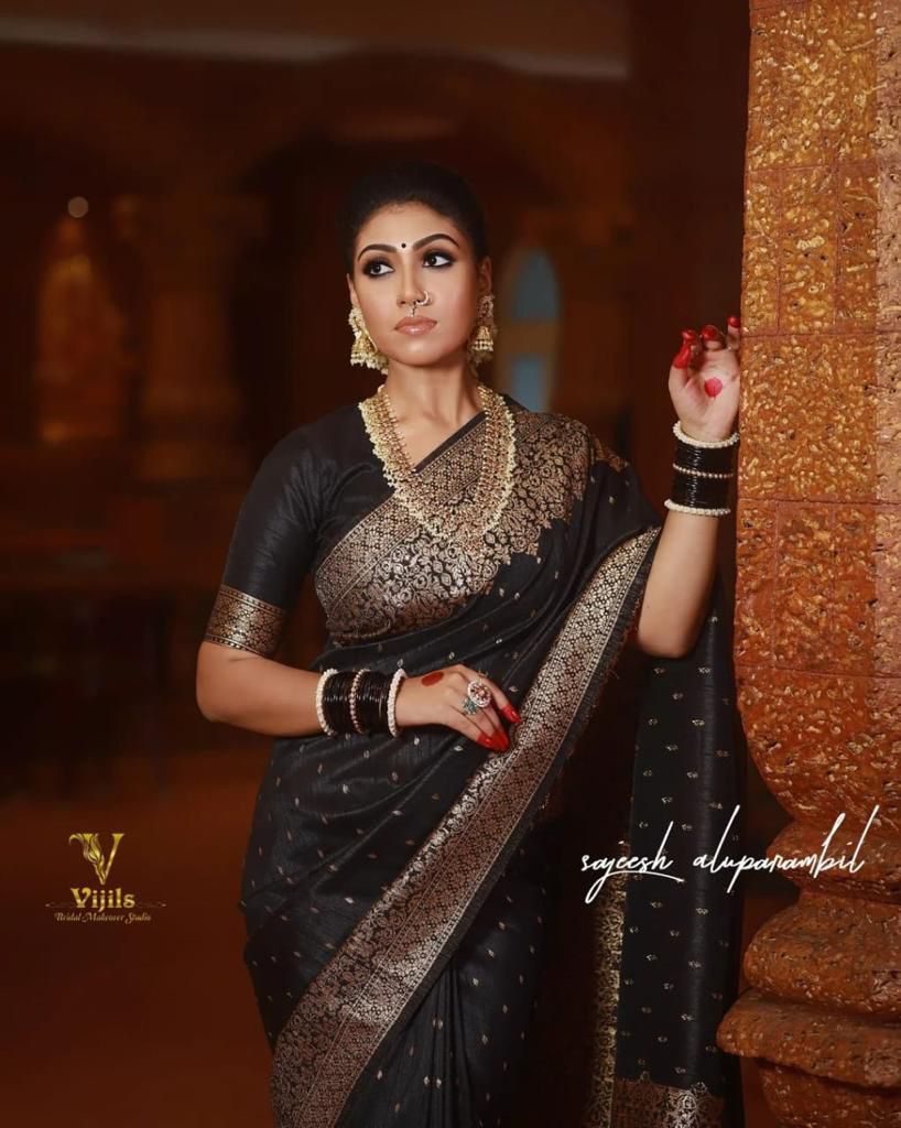 Black in Copper Design Vijis Dola Silk Saree