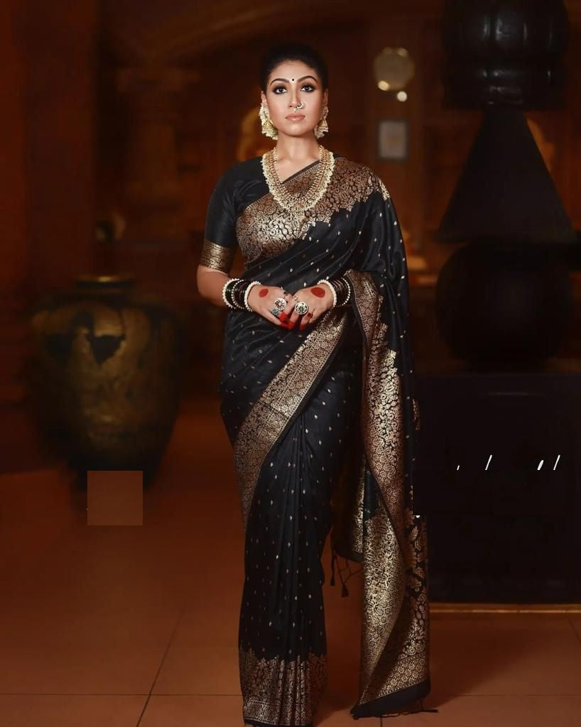 Black in Copper Design Vijis Dola Silk Saree