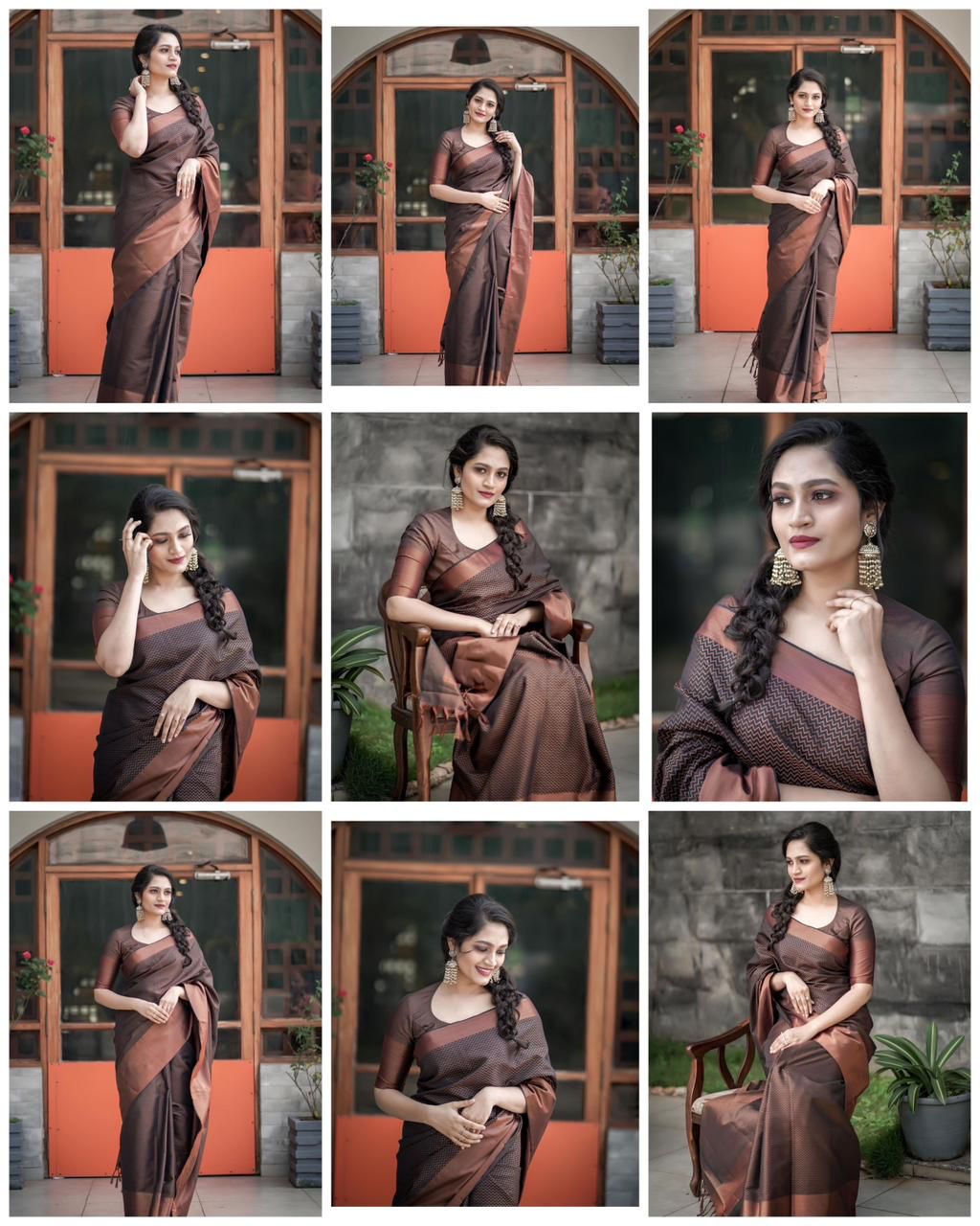 Brown Golden Design Boarder WaveBanarasi Silk Saree