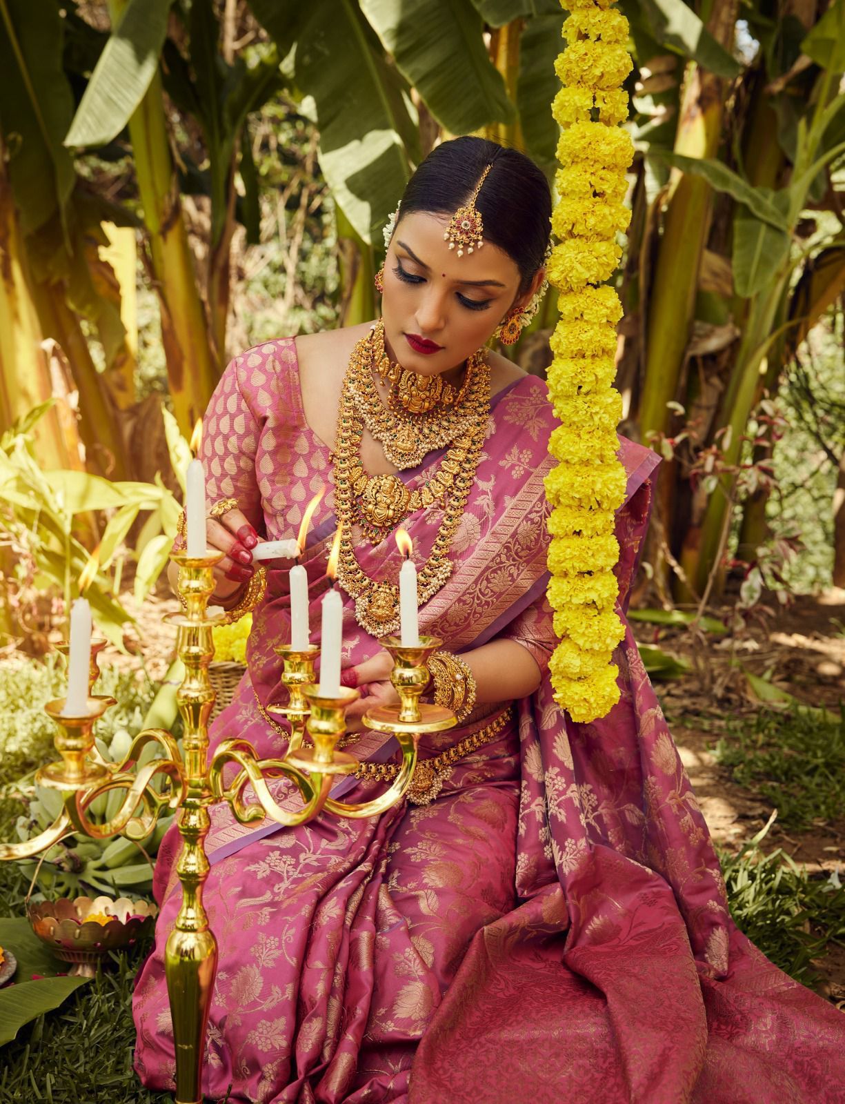 Light Pink Golden Design Boarder Famous Kanjivaram Silk Saree