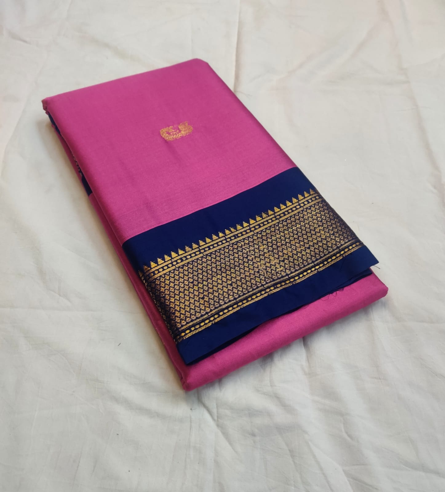 Pink and Blue pallu Design CP Cotton Saree