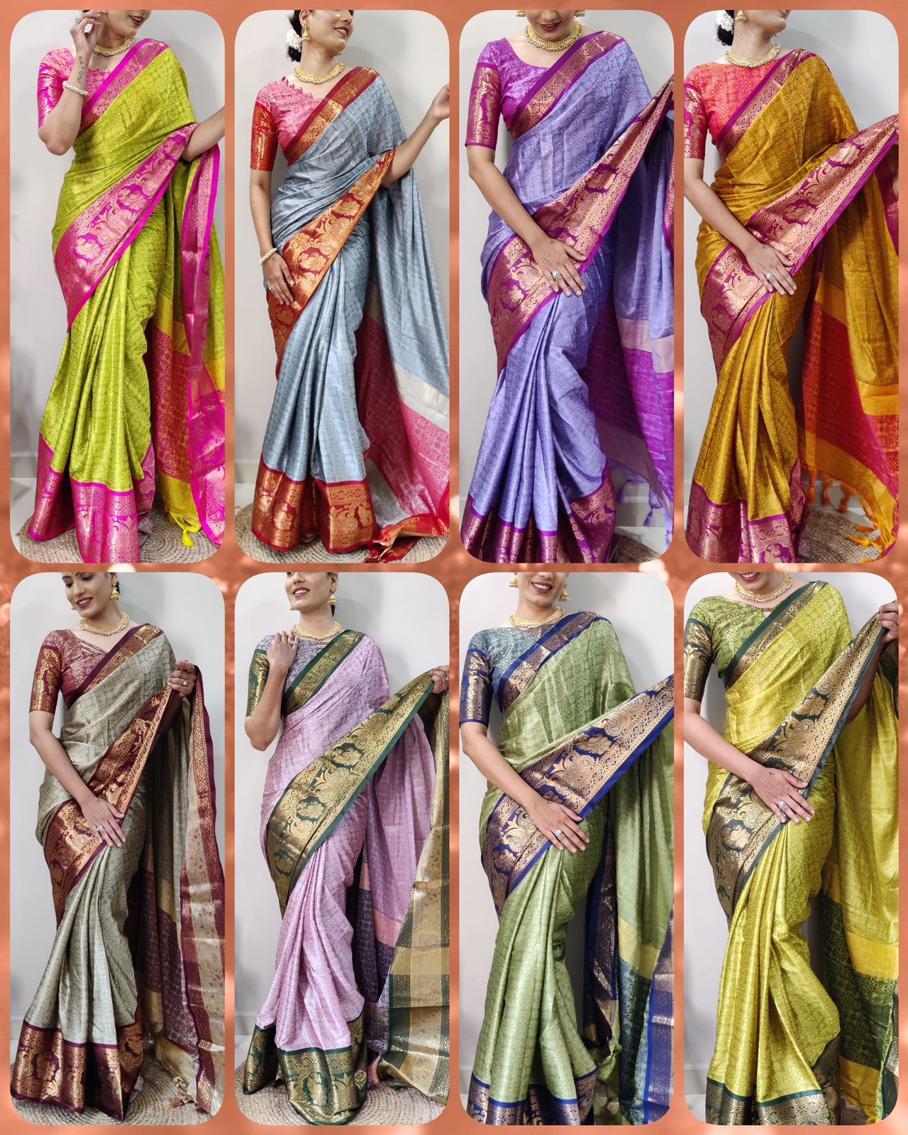 Baby Pink and Green Varuni Kanjivaram Silk Saree