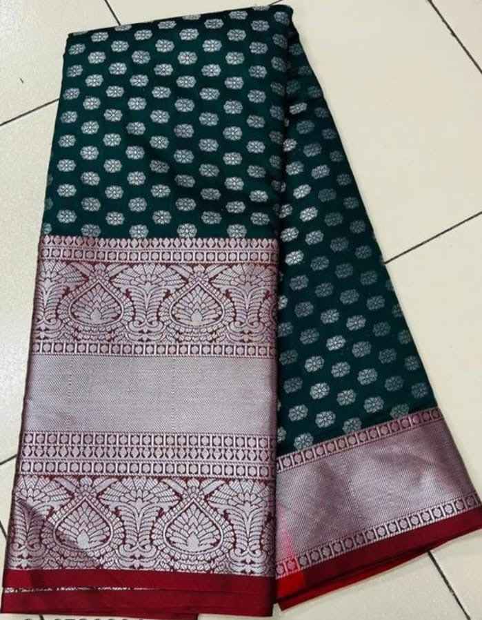 Red and Green Heavy Zari Kanjivaram Silk Saree