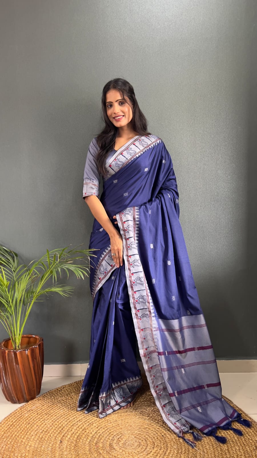 1 Minute Ready To Wear Pure Soft Kanjivaram Silk Saree With Unstitched Blouse.