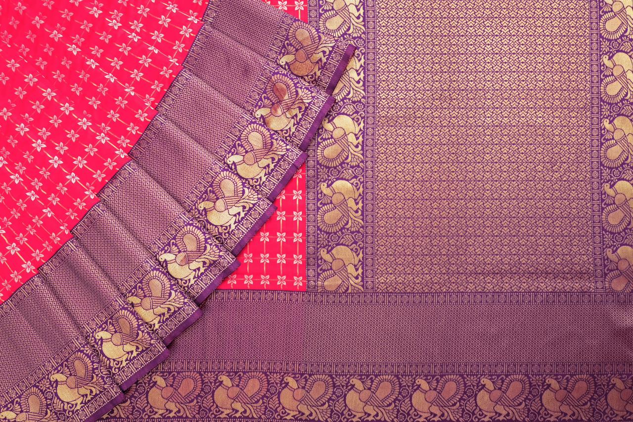 Pink and Purple Copper Design Lara Dola Silk Saree