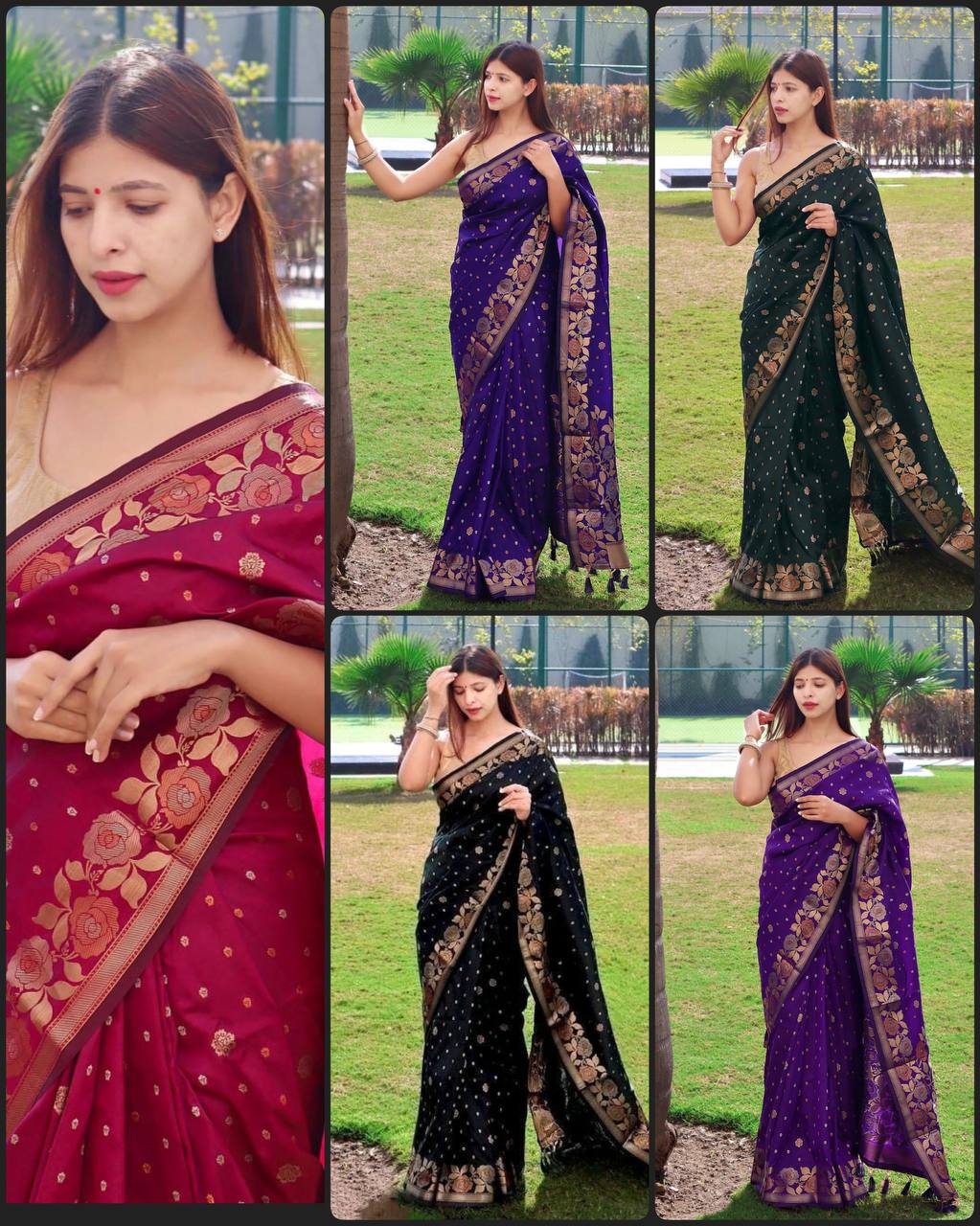 Black In Copper Design Gulabo Dola Silk Saree