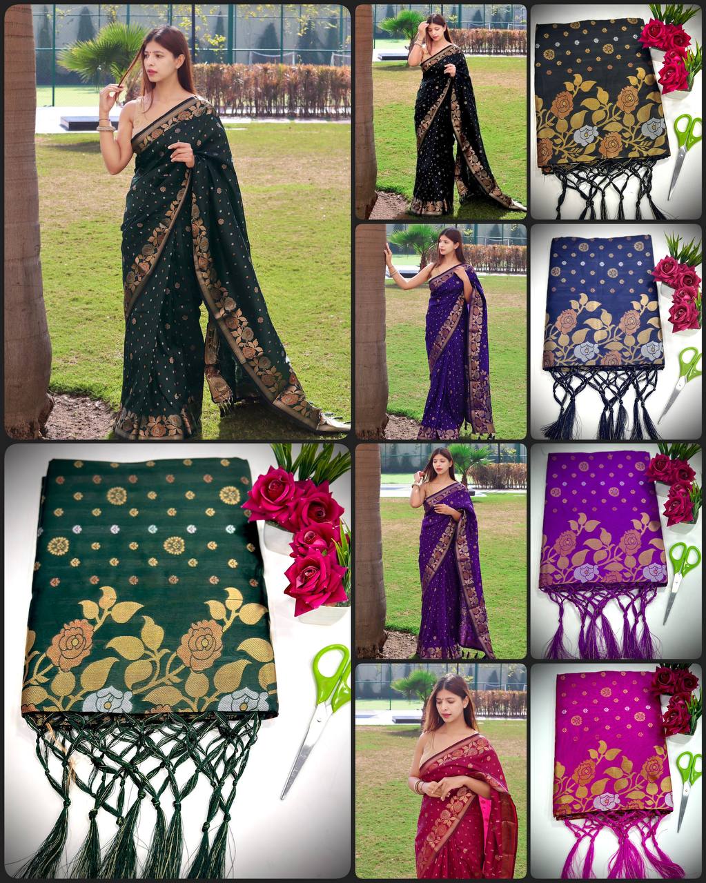 Black In Copper Design Gulabo Dola Silk Saree